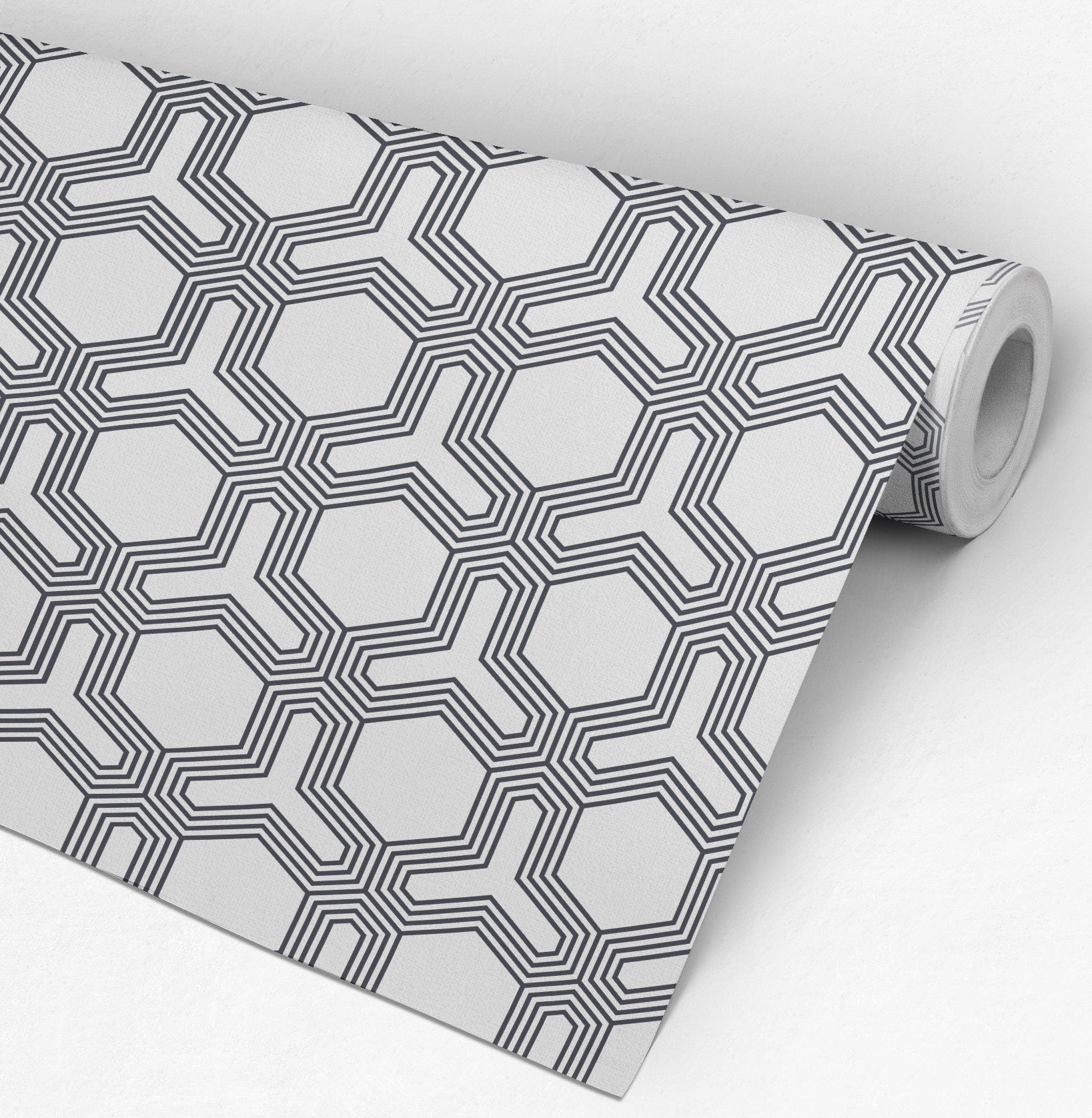 Futuristic Geometric Wallpaper Roll - Black and White Wallpaper - Future Geo - Removable Wallpaper - Geometric Wall Art - SKU:FGLW-2