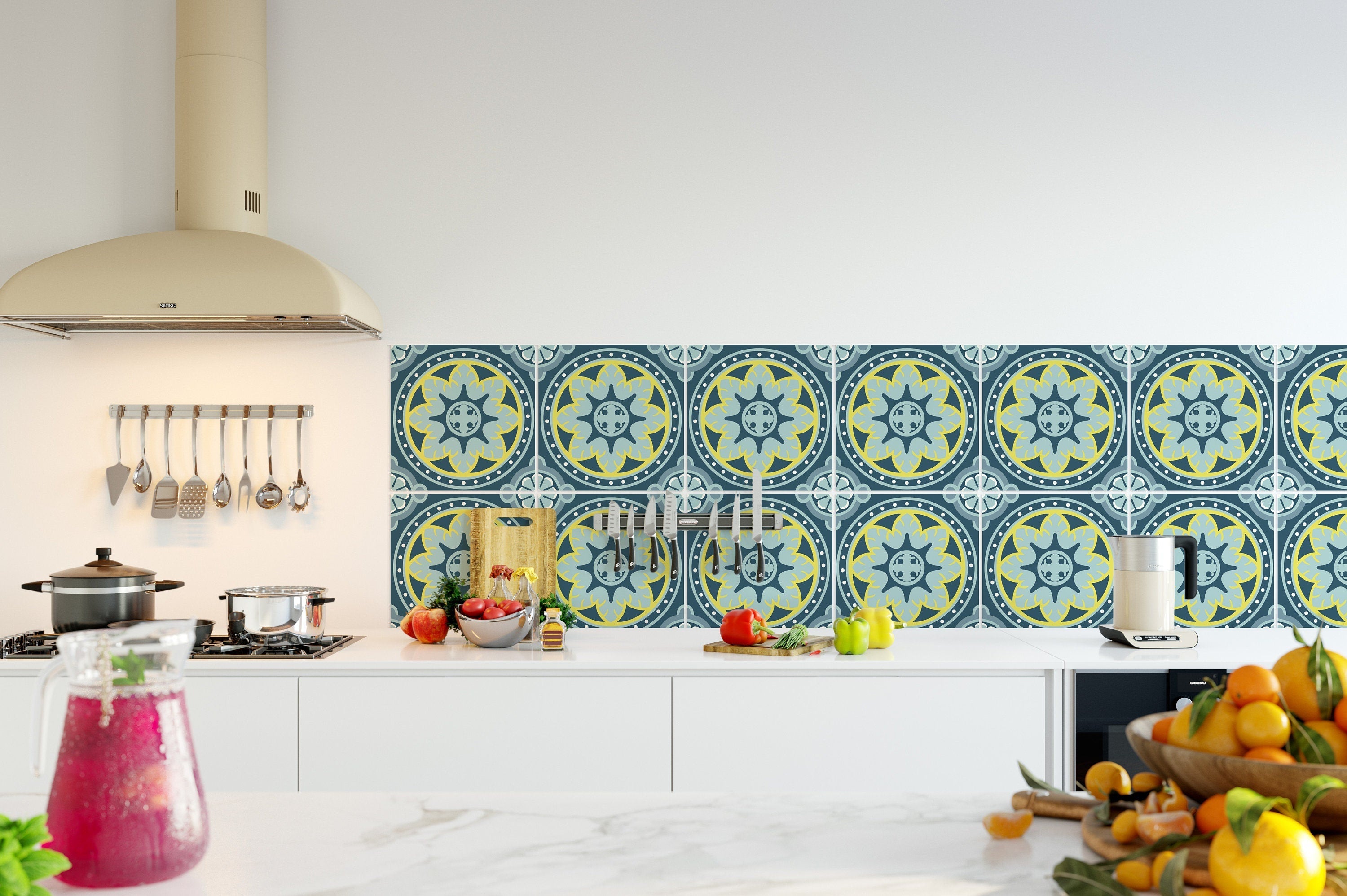 Keuken Tegel Stickers - Antique Blue - SKU:RT25-3