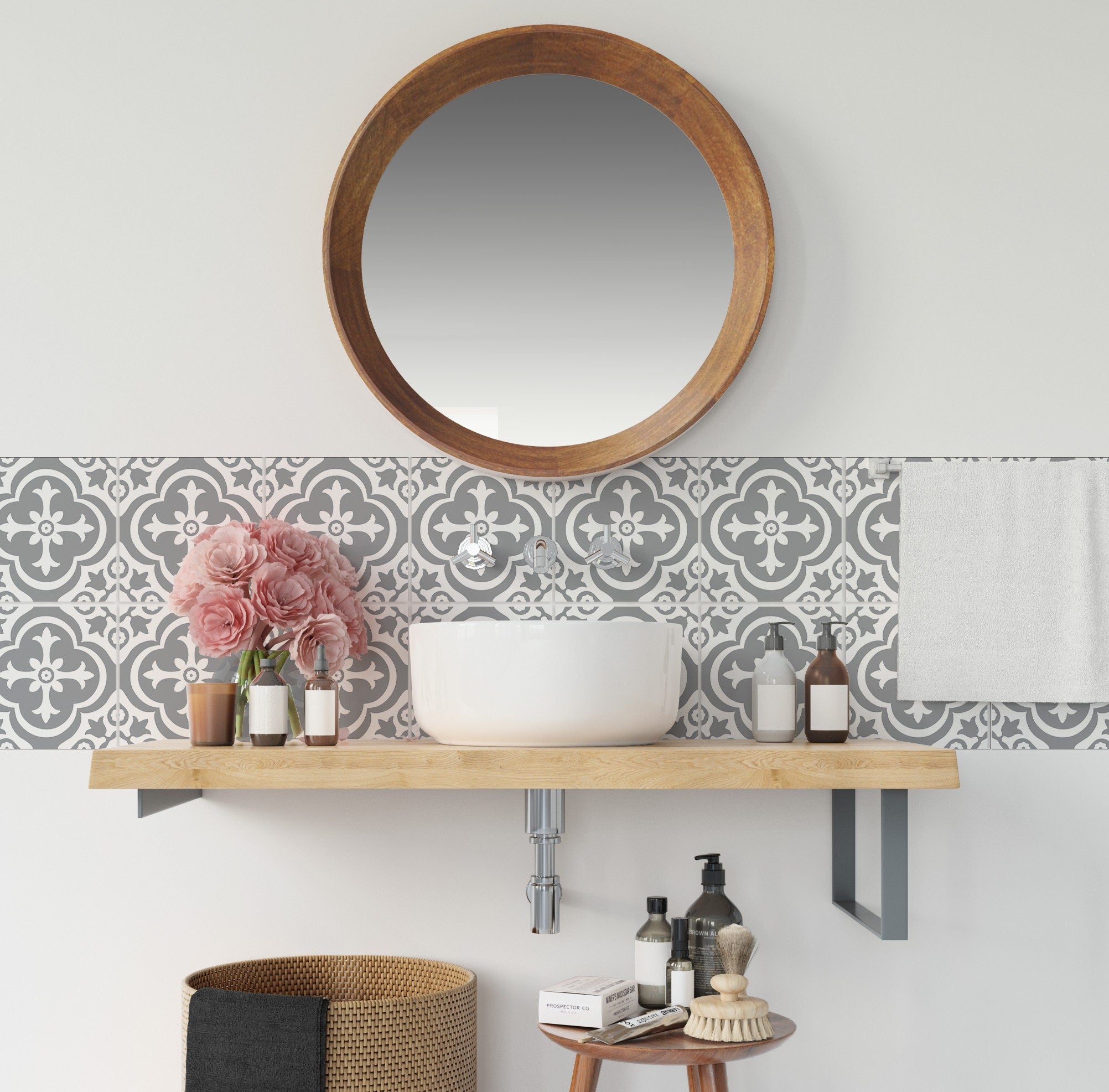 Autocollant en Vinyle - adhésif carrelage Murale Stickers Cuisine - Embellir Salle de Bain - Moroccan - SKU:RT36-2