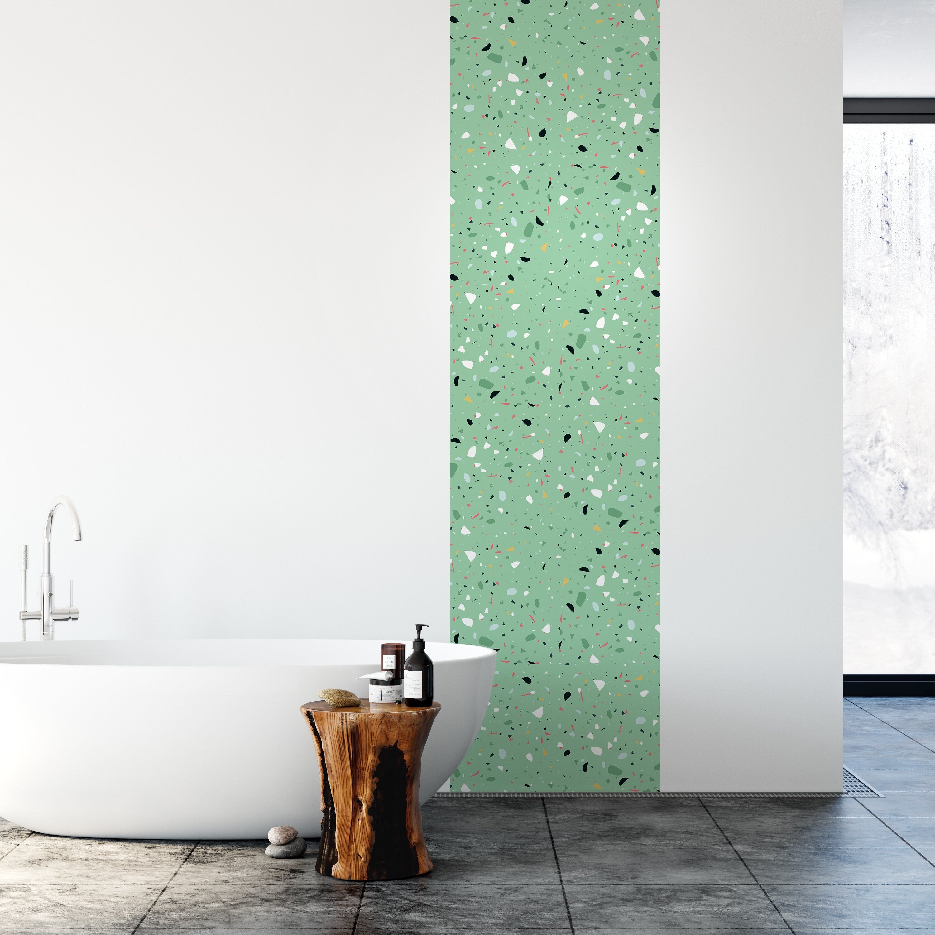 Green Terrazzo Adhesive Film, Waterproof, Kitchen Backsplash - SKU:GTAF-2