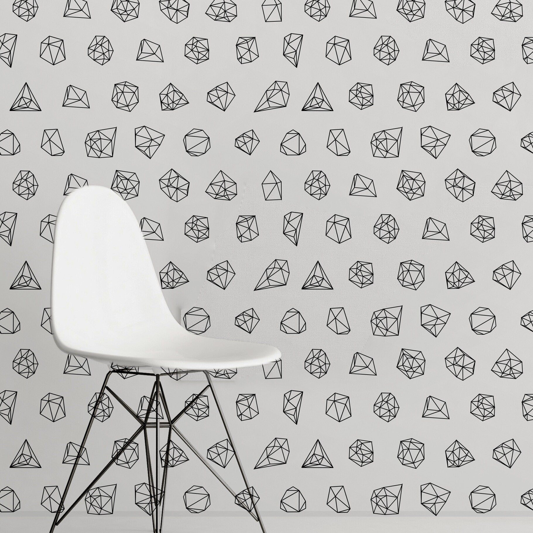 Geometric Gems Pattern Decor wallpaper - Wallpaper Black and White - Geometric Patterns - Removable Wallpaper - Reusable - SKU:GGFP-0