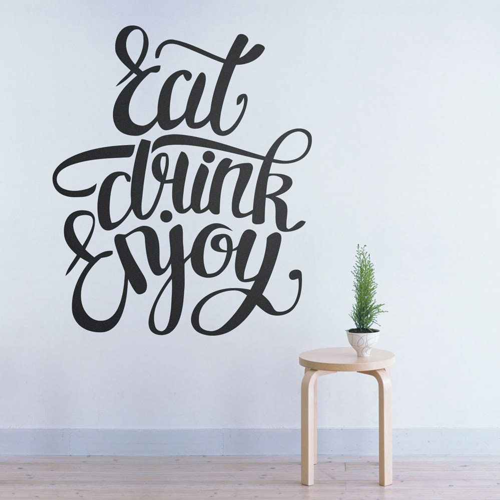 Eat Drink Enjoy - Wall Art - Wall Decal - Wall Sticker - Wall Decor - Decals - Stickers - Art Print - Art Prints - Dining Room - SKU:EDEVin-3