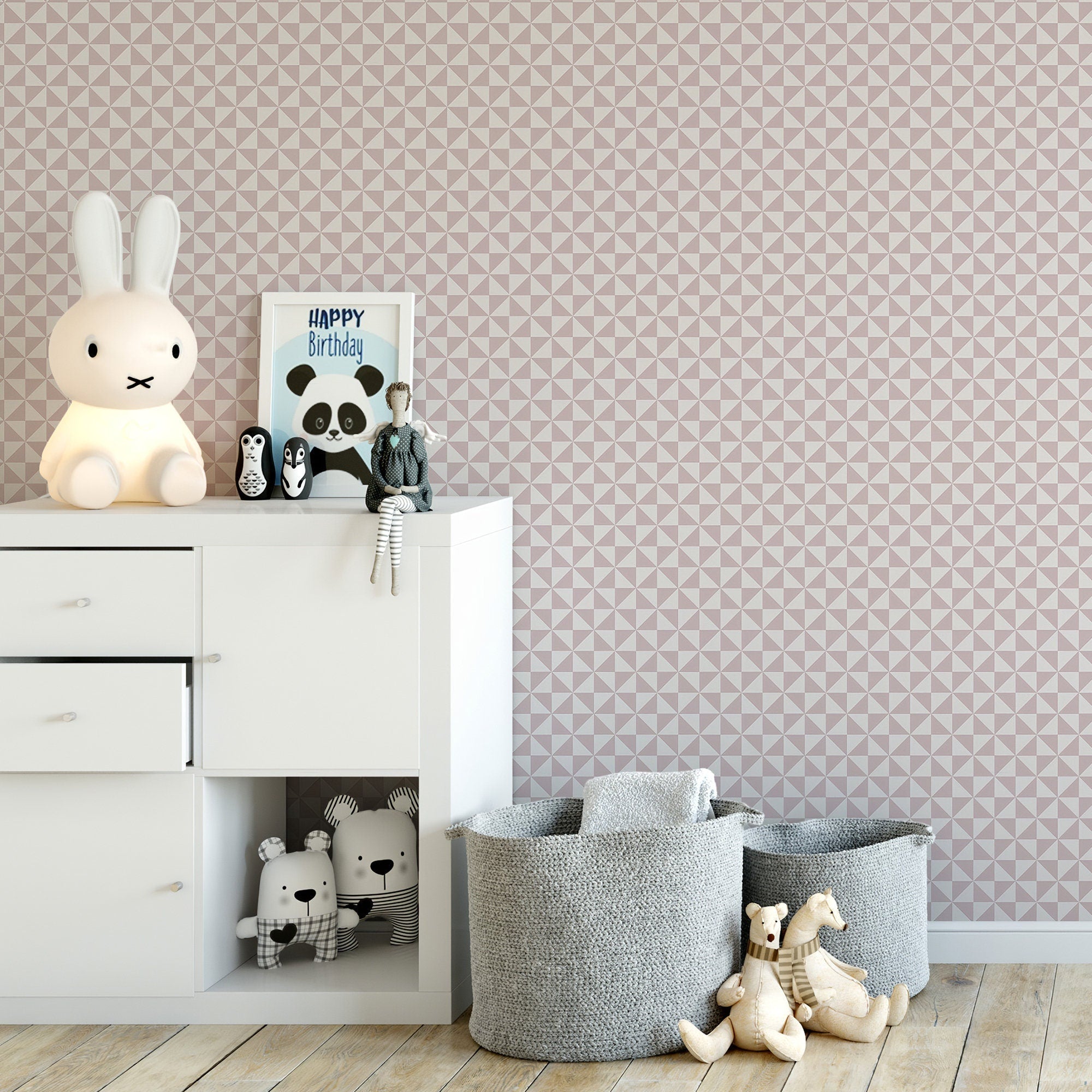 Removable Wallpaper, Peel and stick wallpaper, wallpaper, pink wallpaper, nursery wallpaper, nursery decor, Self adhesive - SKU:WRPN03-2