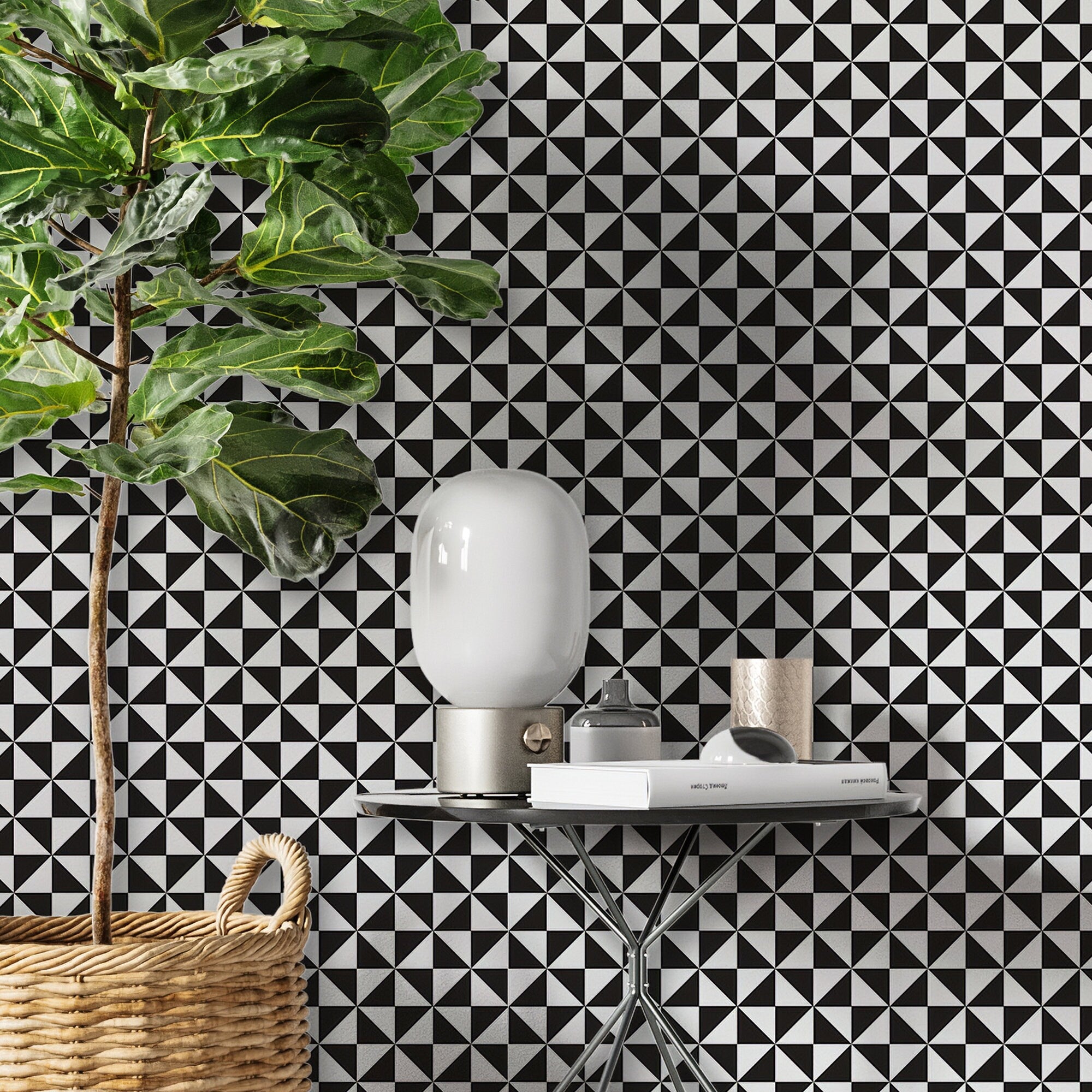 Small Patterns Wall Mural, Self Adhesive Wallpaper, Removable wallpaper, Black and White Wall Decor - SKU:WRBW03-1