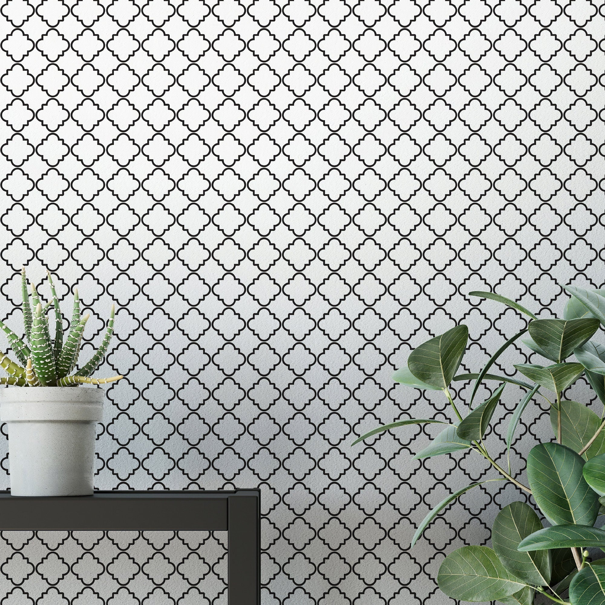 Geometric Wallpaper, Geometric Pattern Removable Wallpaper, Minimalistic Wall Mural , Moroccan Wallpaper - SKU:WRBW04-4