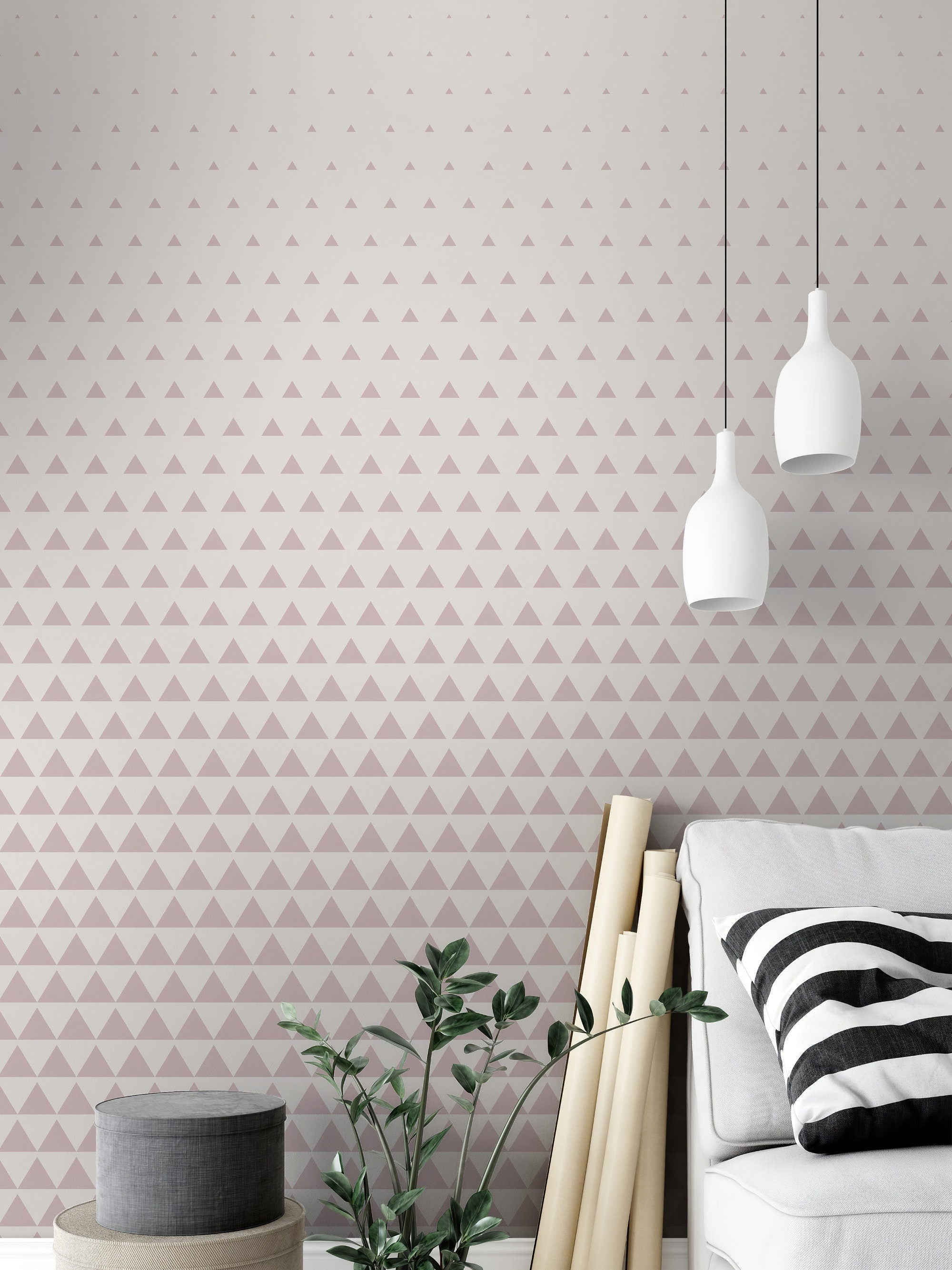 Geometric pattern, geometric, simple wallpaper, pastel, light pink, abstract, geometric wall mural, removable, reusable - SKU:WRPN05-4