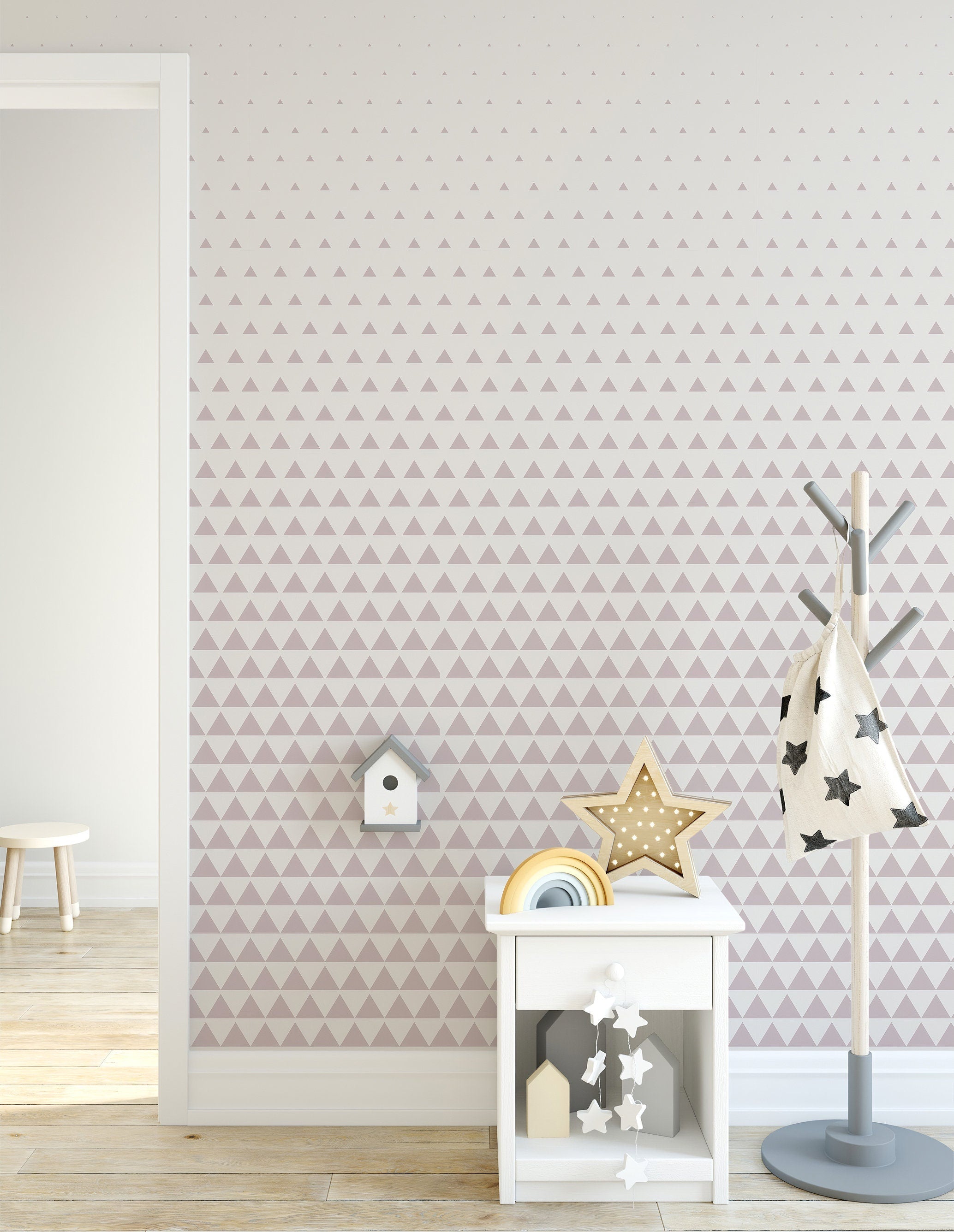 Geometric pattern, geometric, simple wallpaper, pastel, light pink, abstract, geometric wall mural, removable, reusable - SKU:WRPN05-3