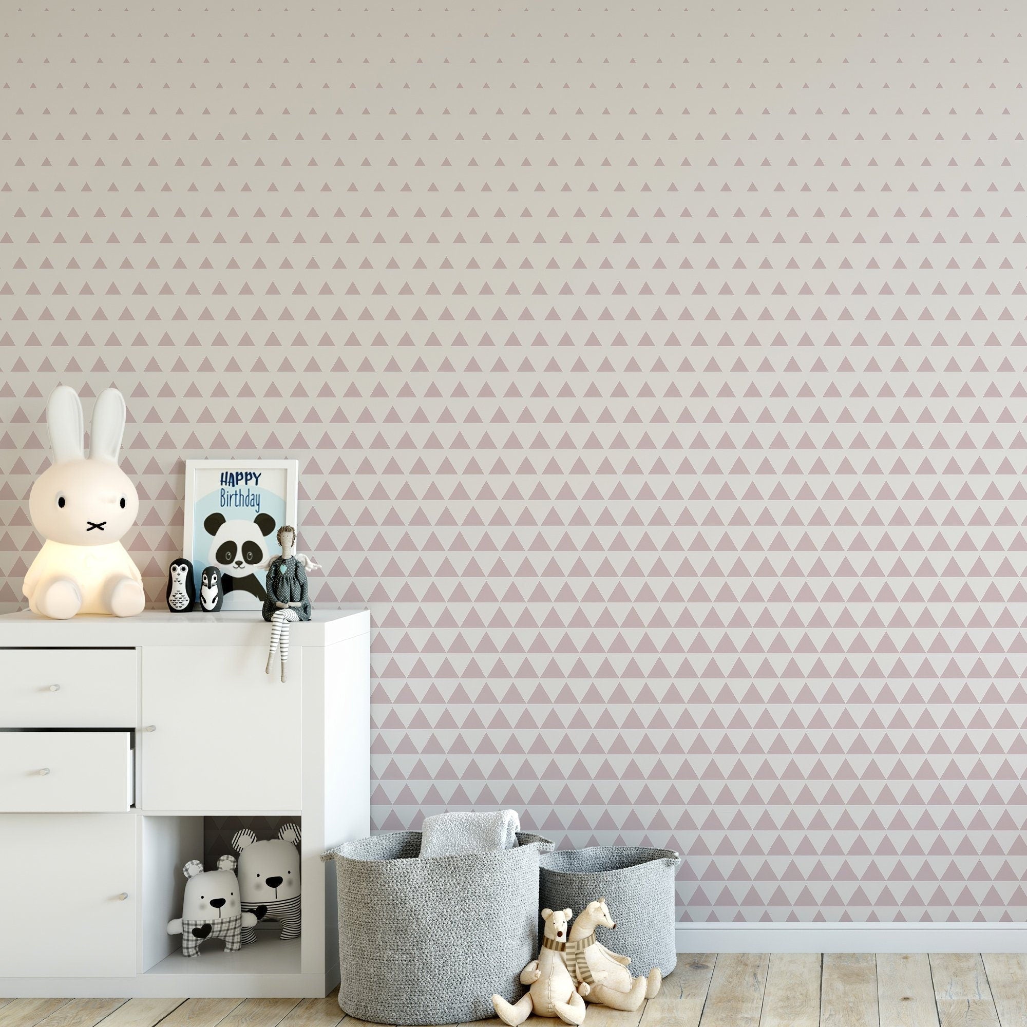 Geometric pattern, geometric, simple wallpaper, pastel, light pink, abstract, geometric wall mural, removable, reusable - SKU:WRPN05-2