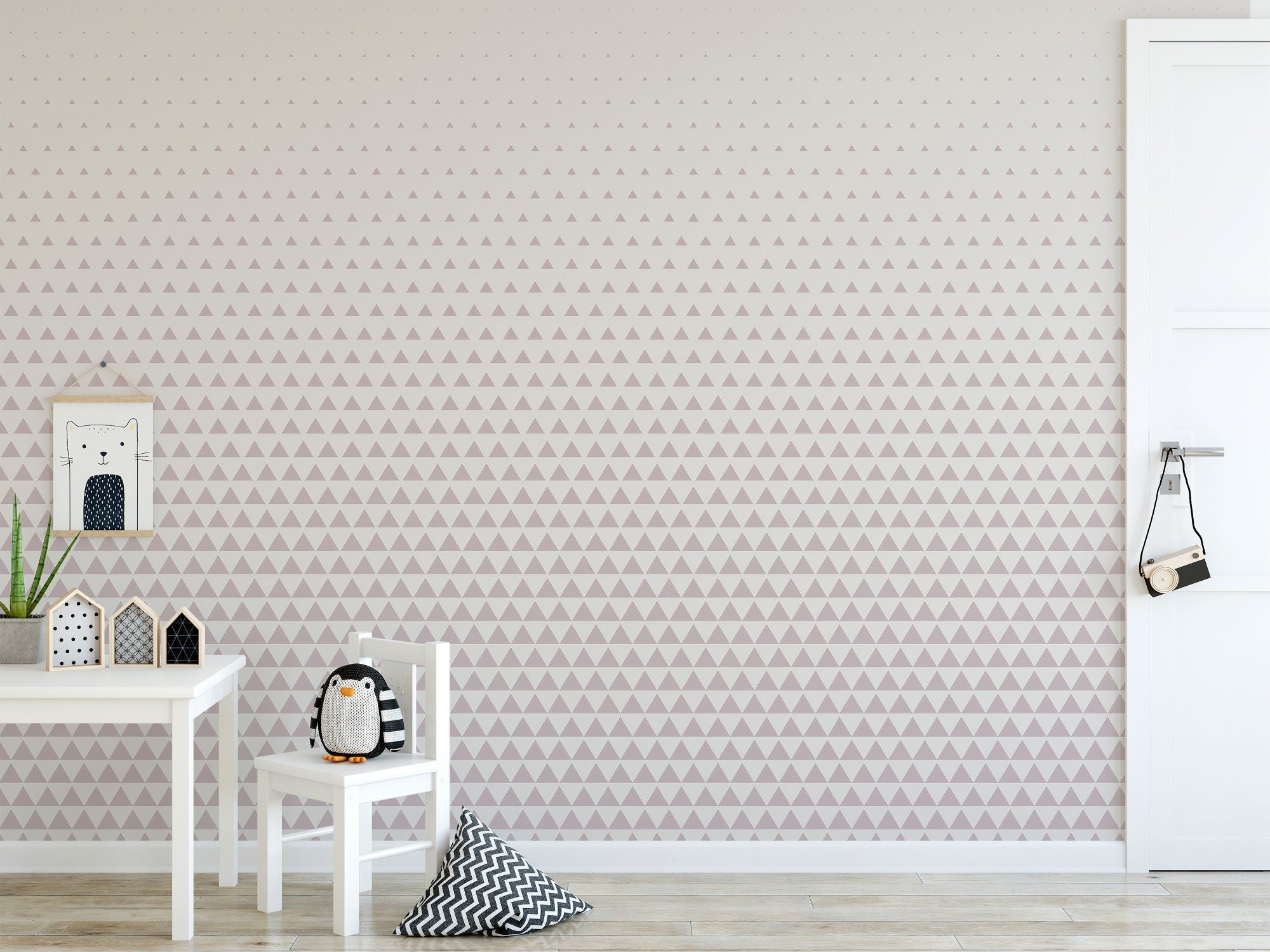 Geometric pattern, geometric, simple wallpaper, pastel, light pink, abstract, geometric wall mural, removable, reusable - SKU:WRPN05-0