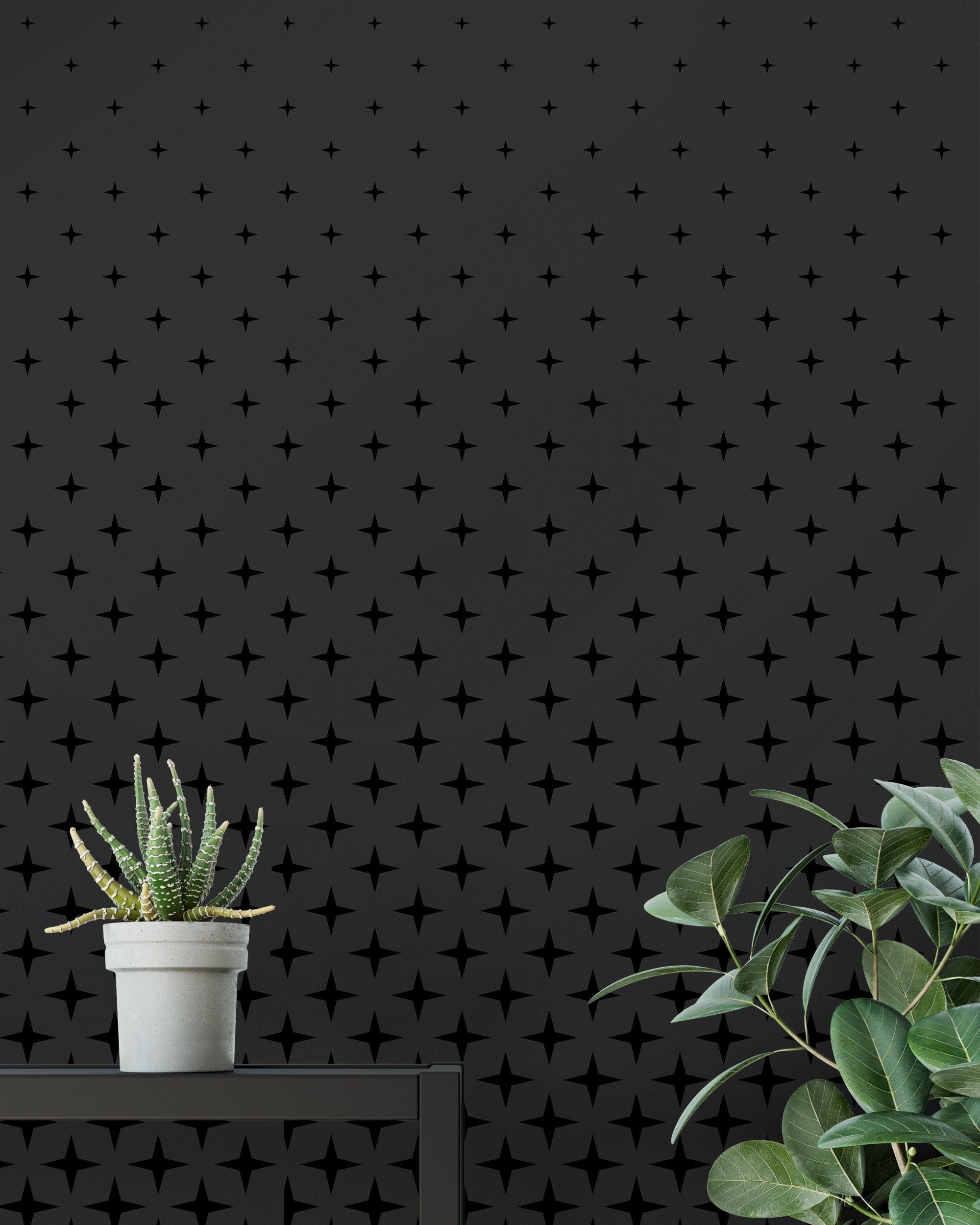 Geometric pattern removable wallpaper, Black and Grey wall mural, Pattern wallpaper, Peel stick wall covering, Repositionable- SKU:WRBL06-0