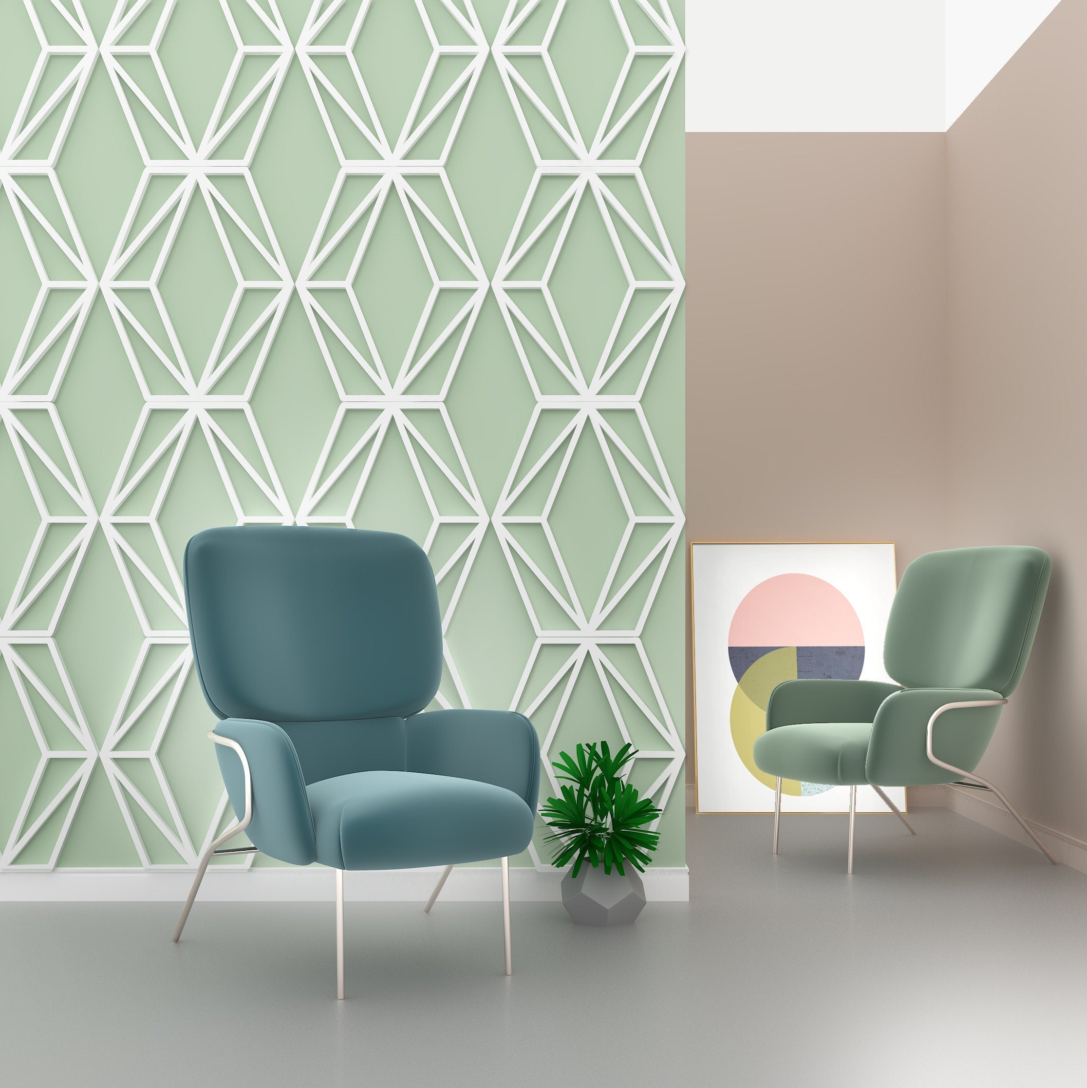 Mid Century Modern Geometry- Wall Paneling - Panele 3D - 3D Wall Panels - Wall Panels - Decorative Wall Panels - 3D Tiles - SKU:FIDS3DP-0