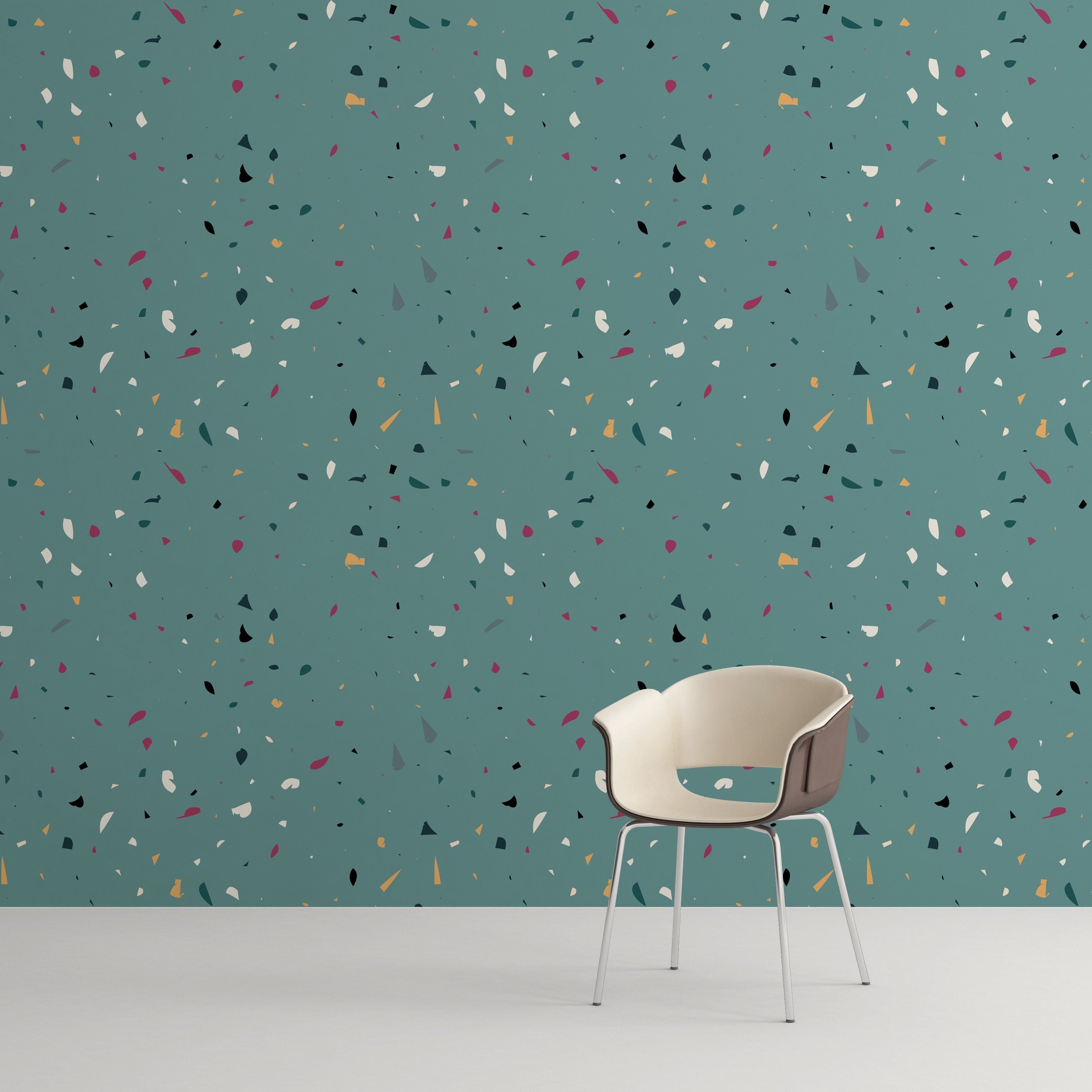 Terrazzo Blue - Terrazzo Pattern Wallpaper, Wall Art, Wall Decor, Wall Decoration, Removable Wallpaper, Peel and Stick Wallpaper - SKU:BTRR-1