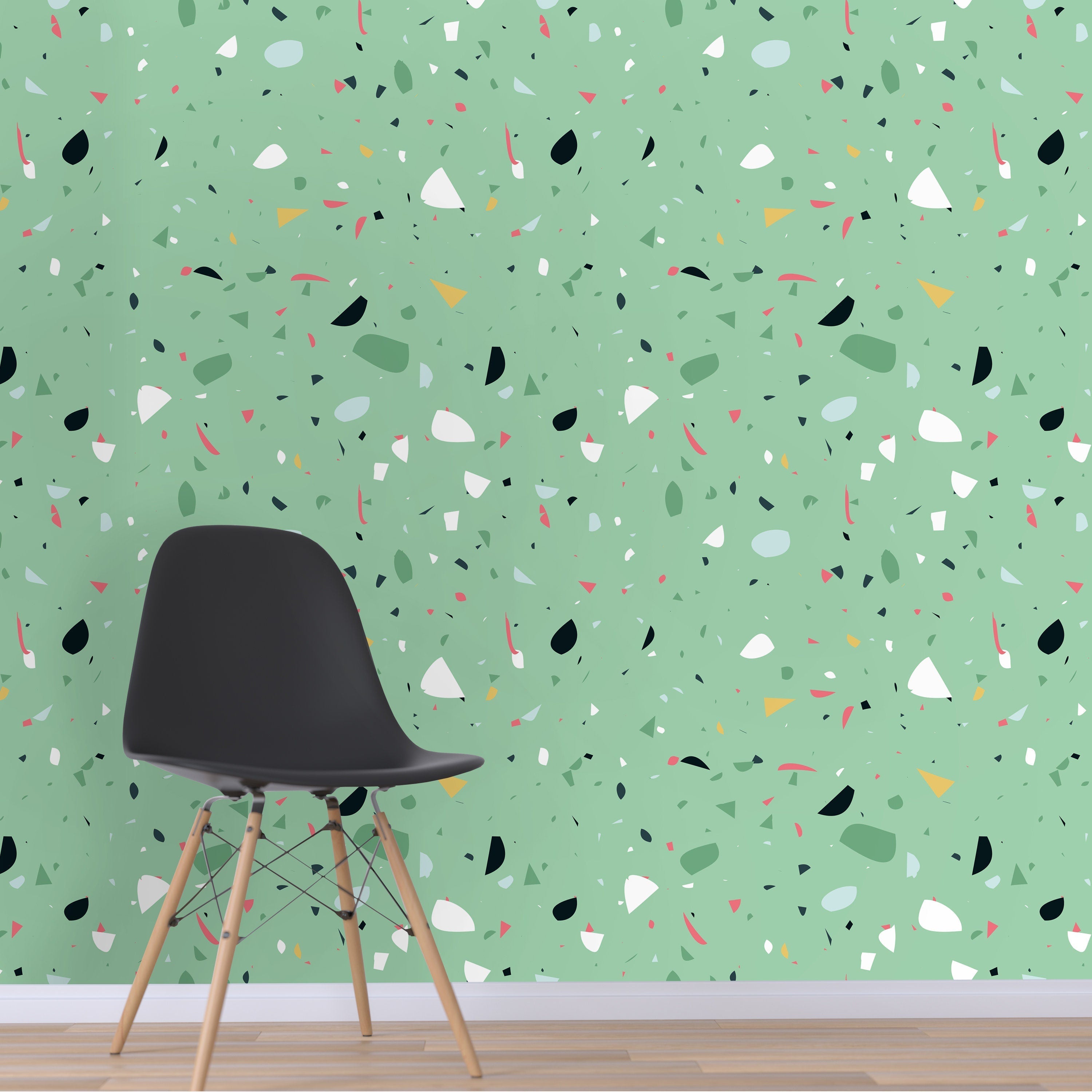 Terrazzo Green - Terrazzo Pattern Wallpaper, Wall Art, Wall Decor, Wall Decoration, Removable Wallpaper, Peel and Stick Wallpaper - SKU:GTRR-1