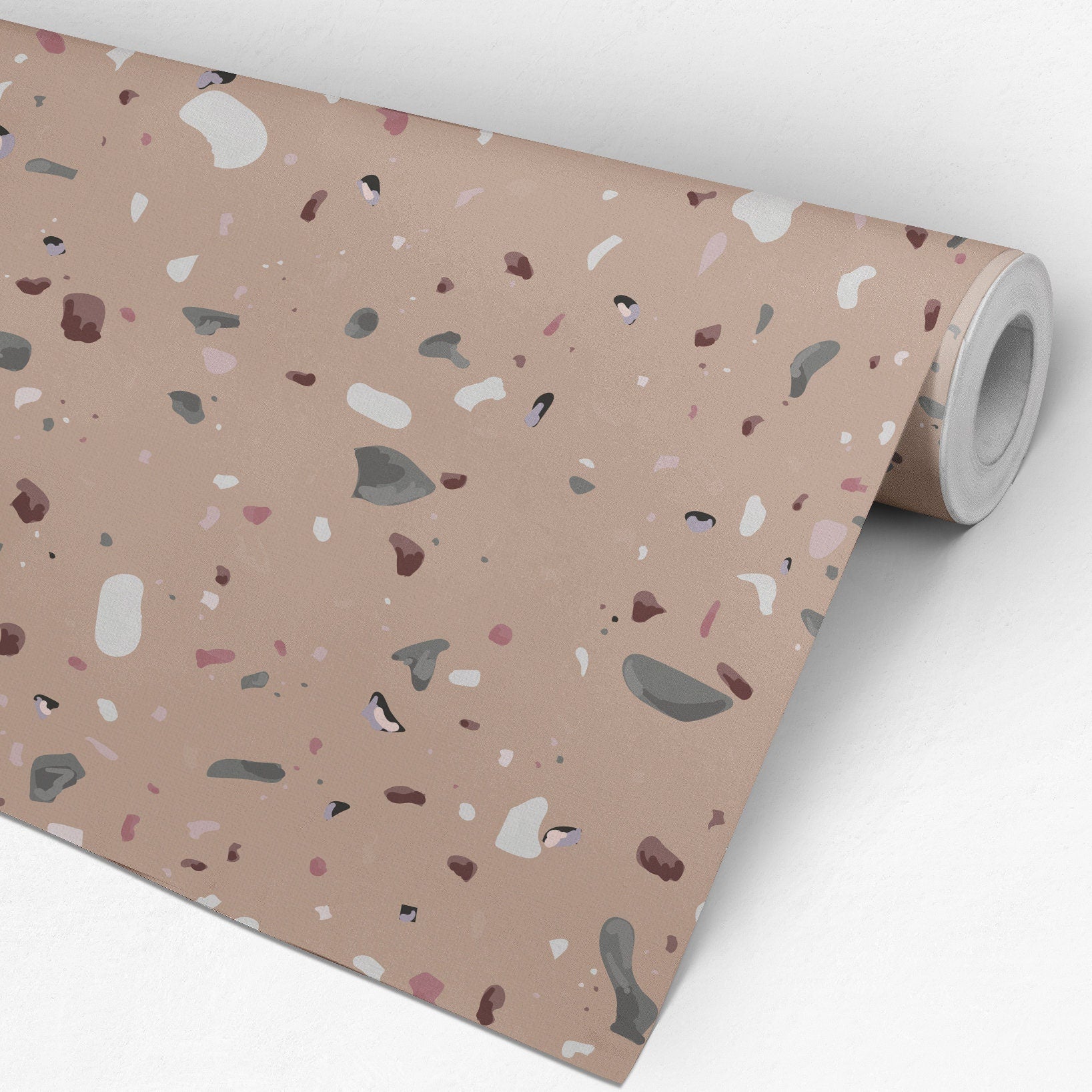 Terrazzo Old Pink - Terrazzo Pattern Wallpaper, Wall Decor, Wall Decoration, Removable Wallpaper, Peel and Stick Wallpaper - SKU:OPTRR-2