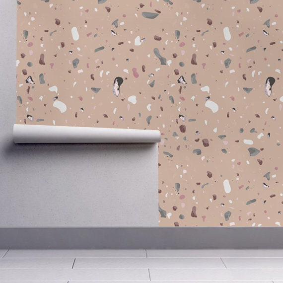 Terrazzo Old Pink - Terrazzo Pattern Wallpaper, Wall Decor, Wall Decoration, Removable Wallpaper, Peel and Stick Wallpaper - SKU:OPTRR-3