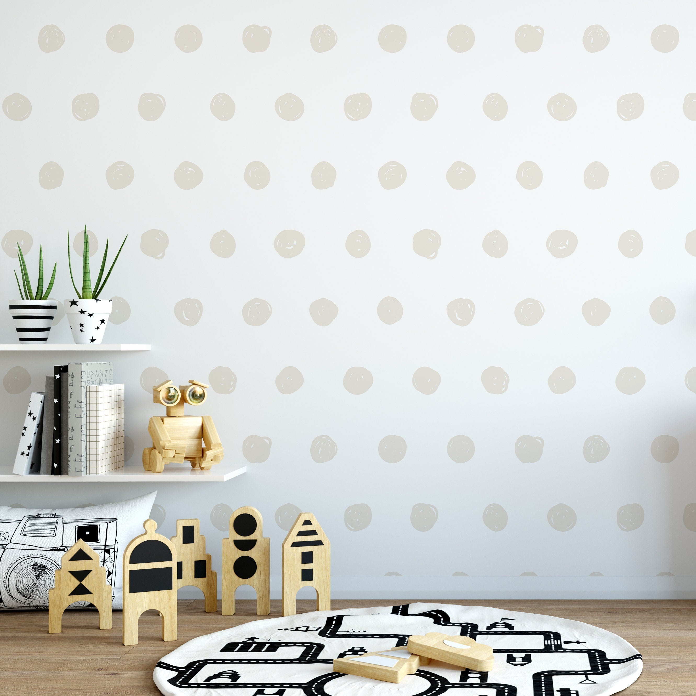 Geometric Dots Wallpaper - Modern Accent - Geometry - Wallpaper - Removable Wallpaper - Peel & Stick - Self Adhesive Fabric - SKU:GEODOT-1