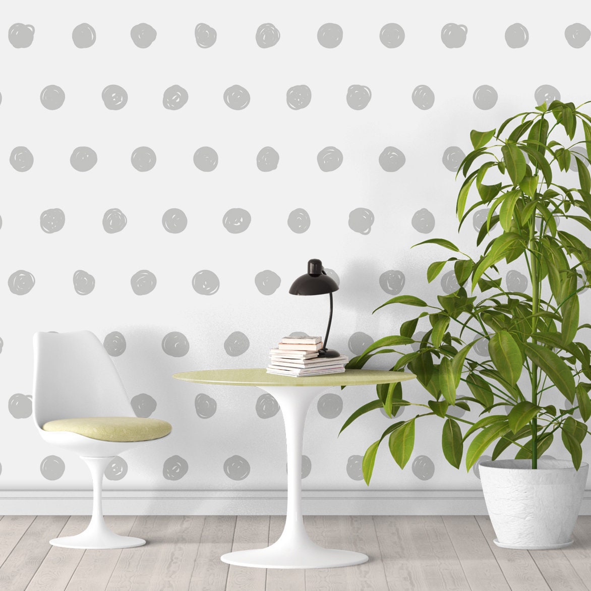 Geometric Dots Wallpaper - Modern Accent - Geometry - Wallpaper - Removable Wallpaper - Peel & Stick - Self Adhesive Fabric - SKU:GEODOT-0