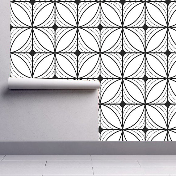 Geometric Art Deco - Modern Accent - Geometry - Wallpaper - Removable Wallpaper - Peel & Stick - Self Adhesive Fabric - SKU: GEAD-3