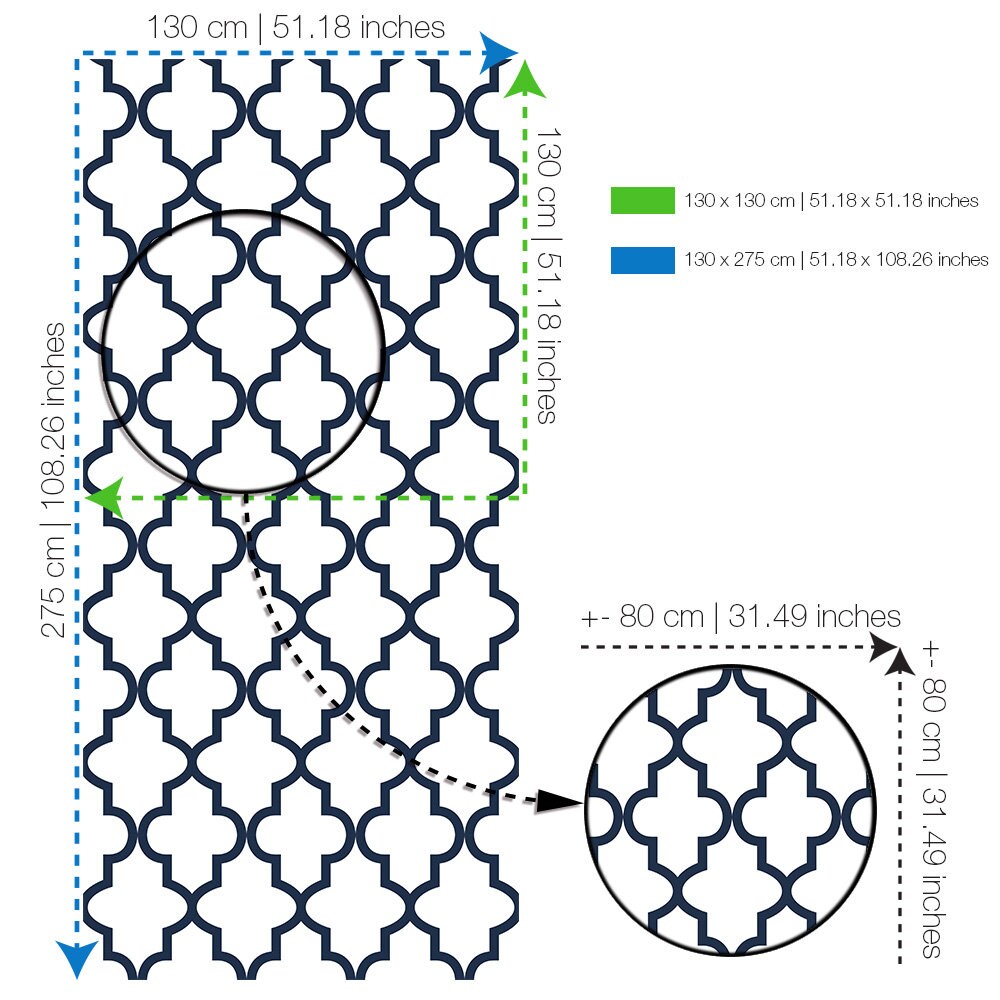 Blue Moroccan Pattern - Trellis Wallpaper - Removable Wallpaper - Colorful - Temporary Wallpaper - Self Adhesive Fabric - SKU:BMT-4