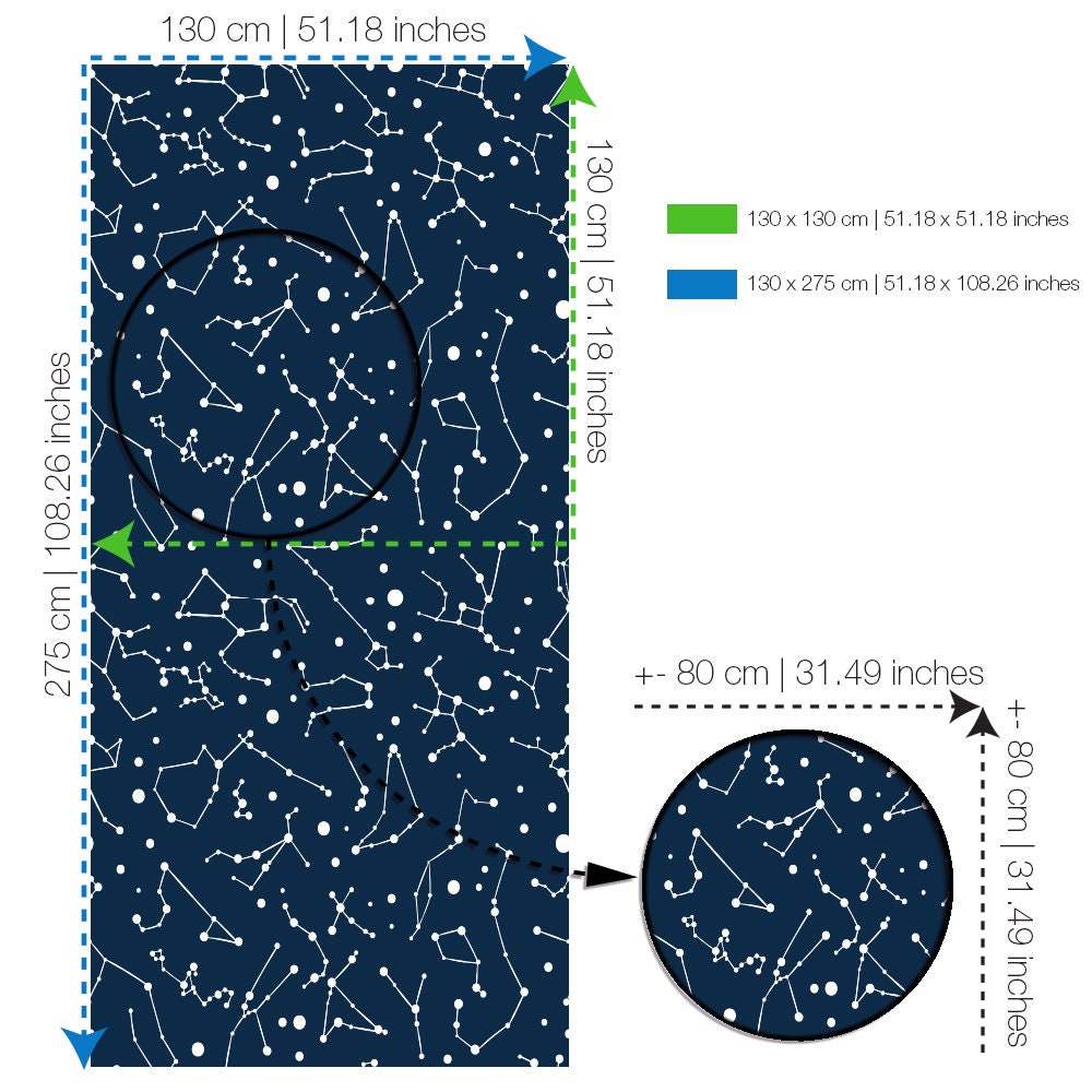 Zodiac Constellation, Night Sky, Wallpaper, Planets, Removable, Peel and stick, Self adhesive, Temporary, Wall Mural, Fabric - SKU:ZCDB-4