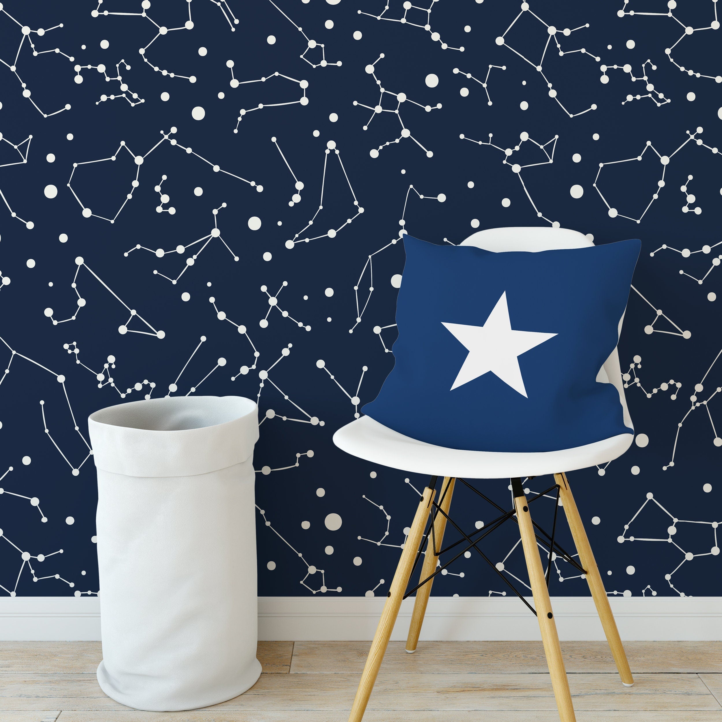 Zodiac Constellation, Night Sky, Wallpaper, Planets, Removable, Peel and stick, Self adhesive, Temporary, Wall Mural, Fabric - SKU:ZCDB-0