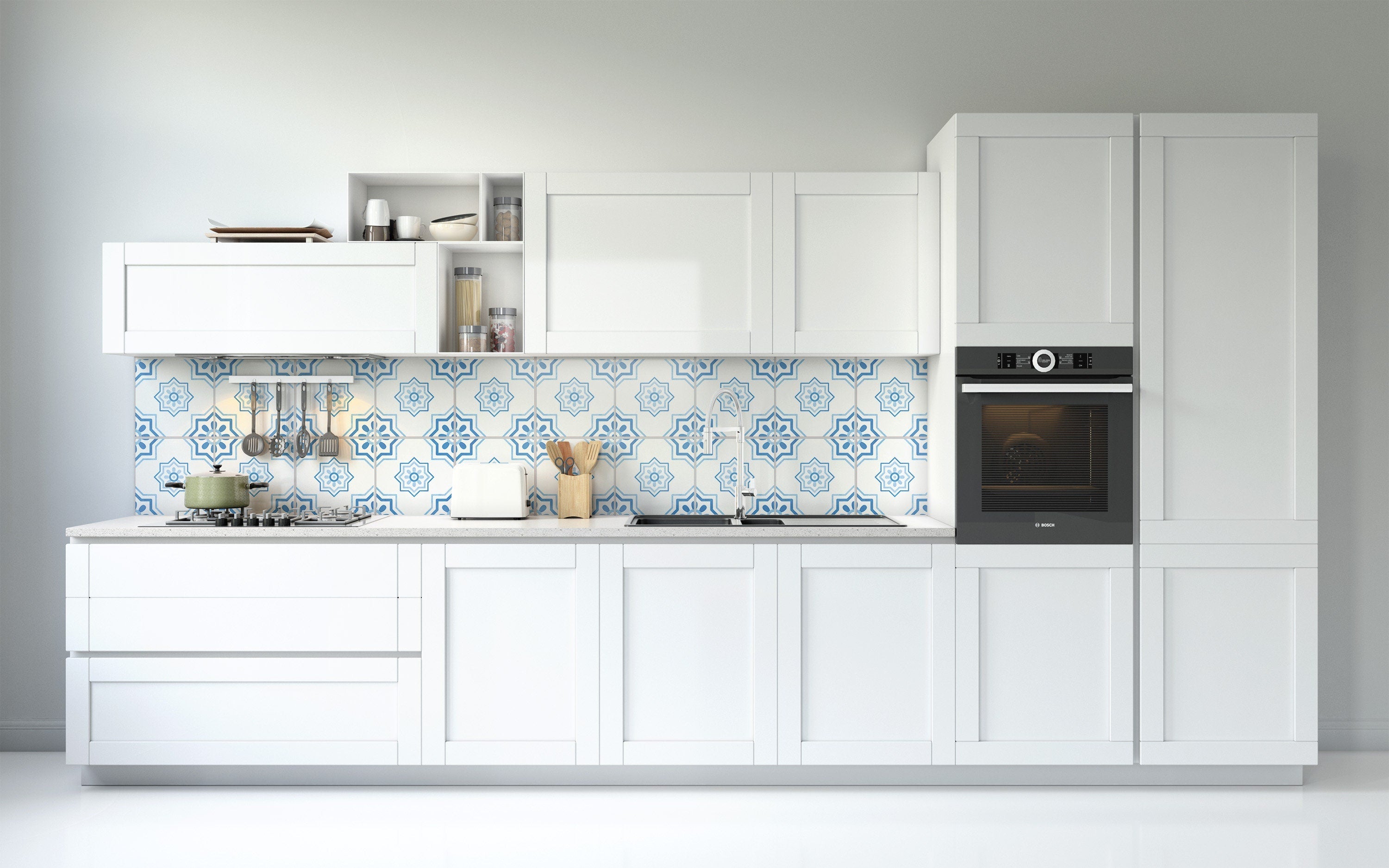 Decorate a kitchen with temporary wallpaper and backsplash - Malaga- SKU:RT08-3