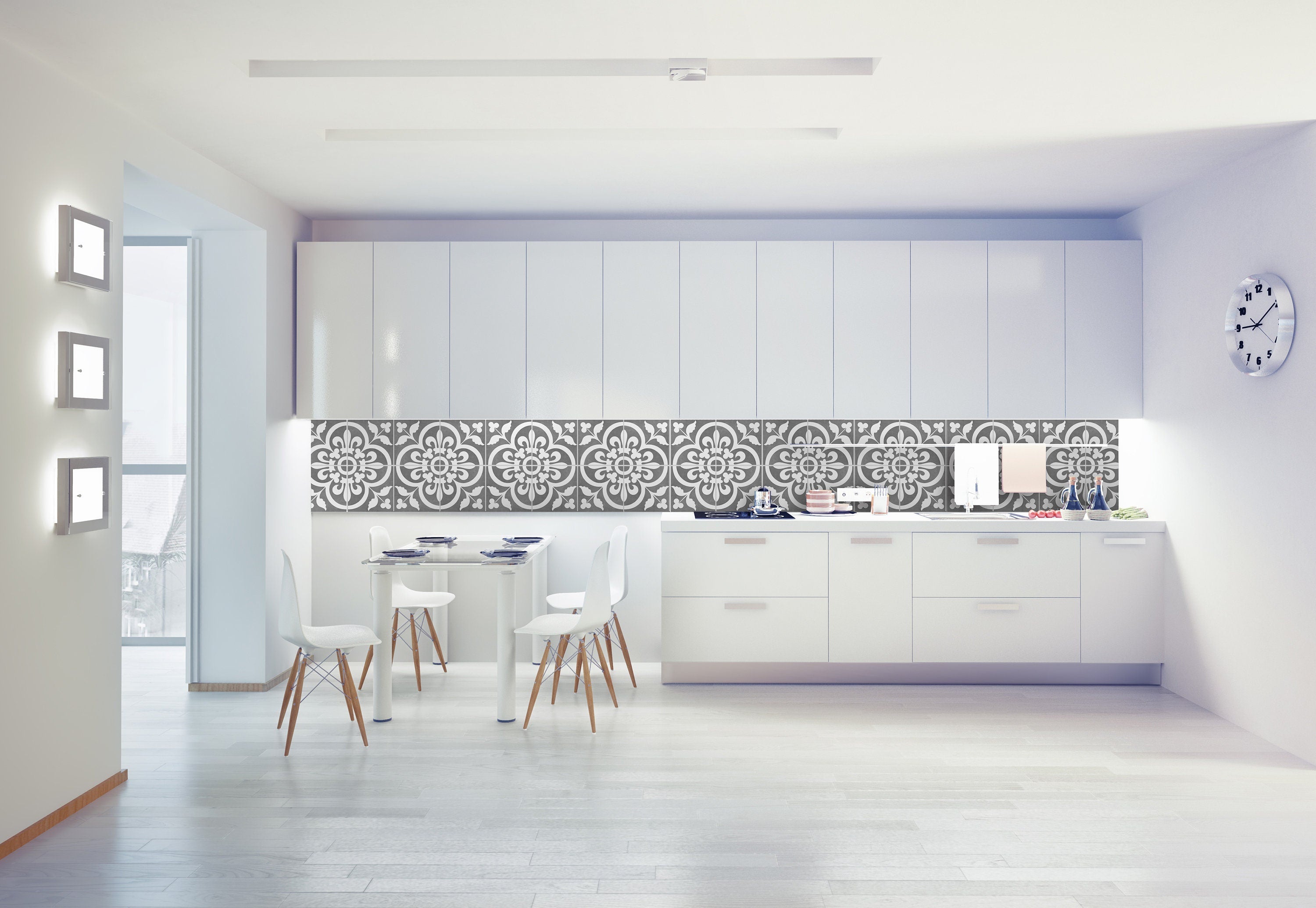 Wallpaper for Kitchen, Beja Pattern, Kitchen Backsplash, Kitchen Tile, Splashback, Adhésive Carrelage, SKU:RT12-1