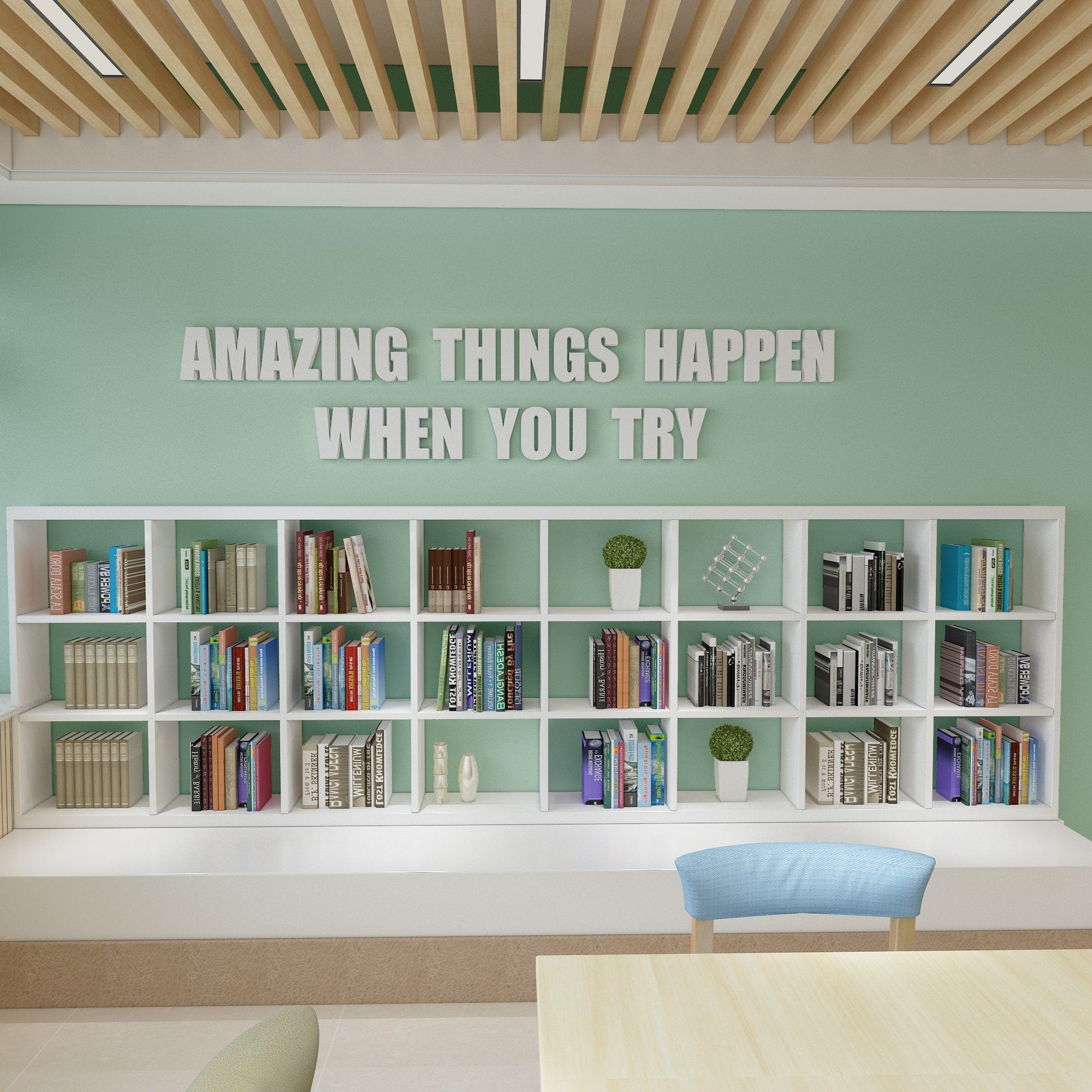 Amazing Things Happen When you Try, Classroom Decor, 3D Quote, classroom Decor Quote, Playroom decoration , Playroom decor - SKU:CLA11-0