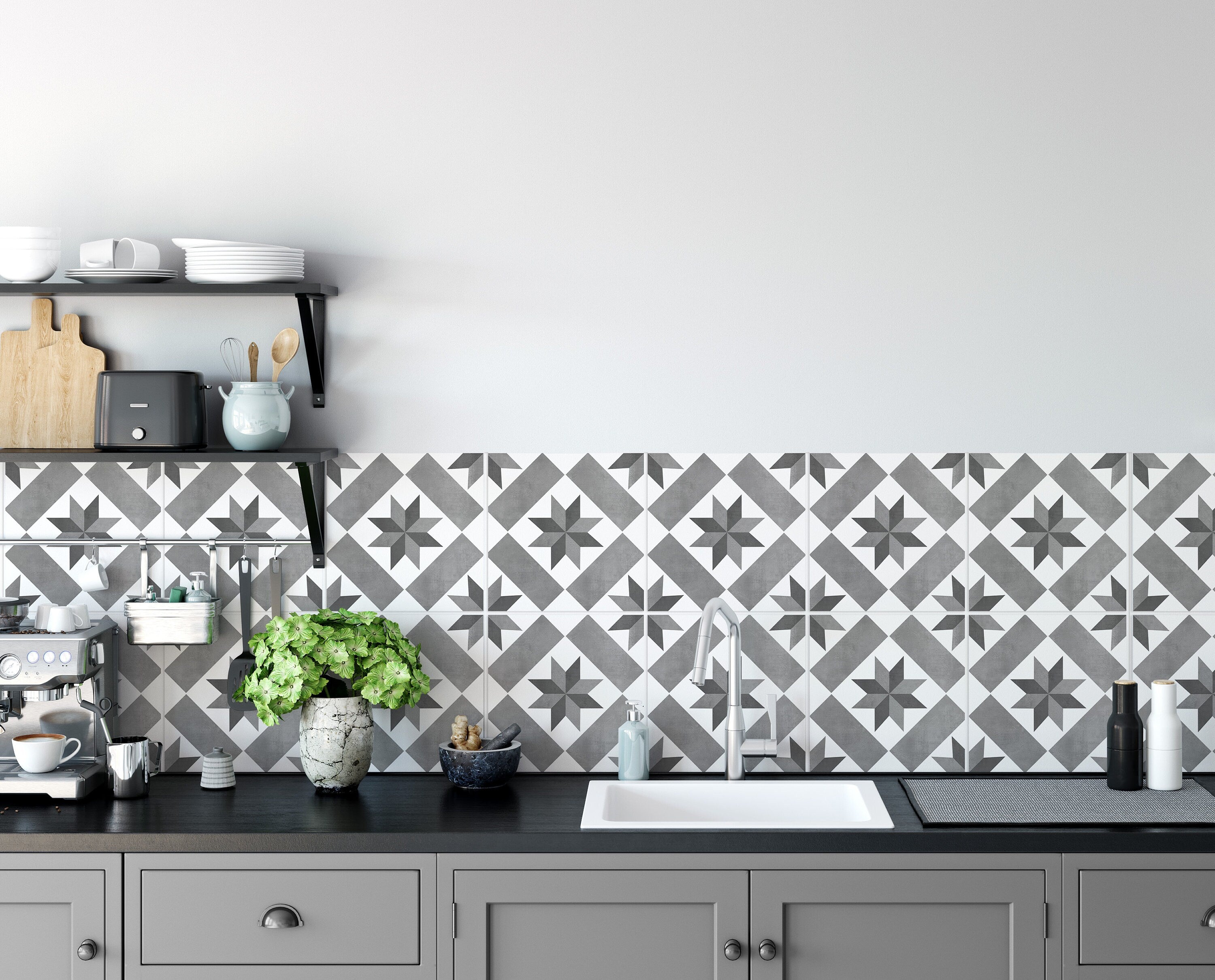 Decorazione della Cucina, Dunkirk, Kitchen Backsplash, Kitchen Tile, Roll Tile Stickers, Splashback, SKU:RT19-1