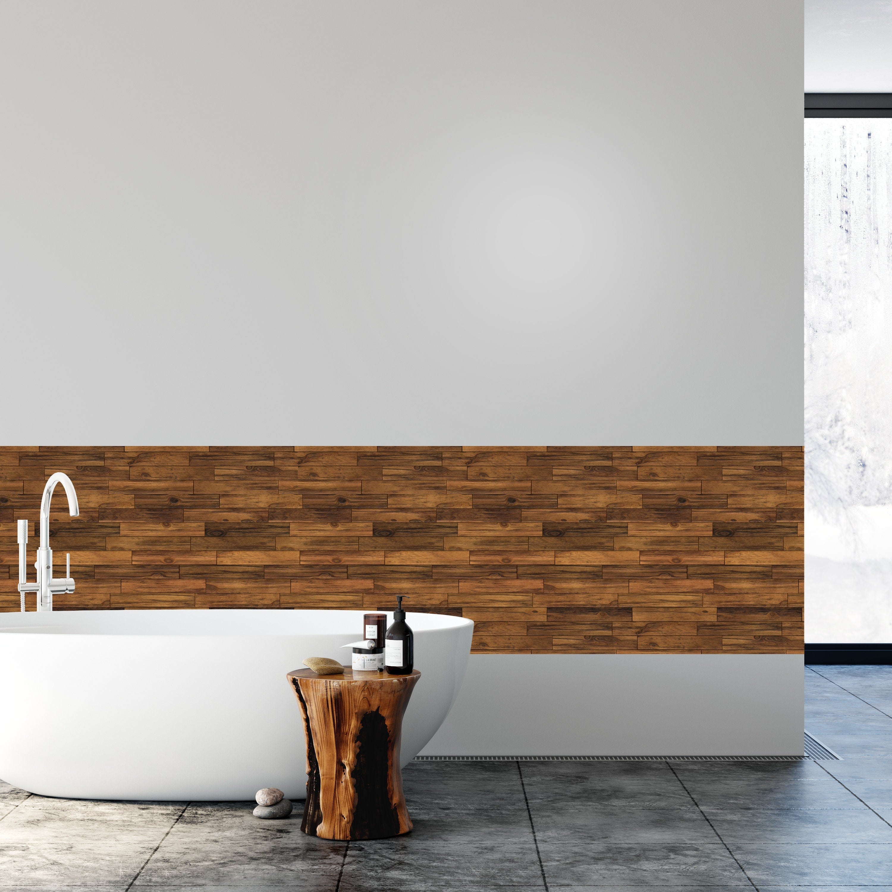 Peel & Stick Backsplash Brown Wood Panel Sticker - SKU:PSBW-2