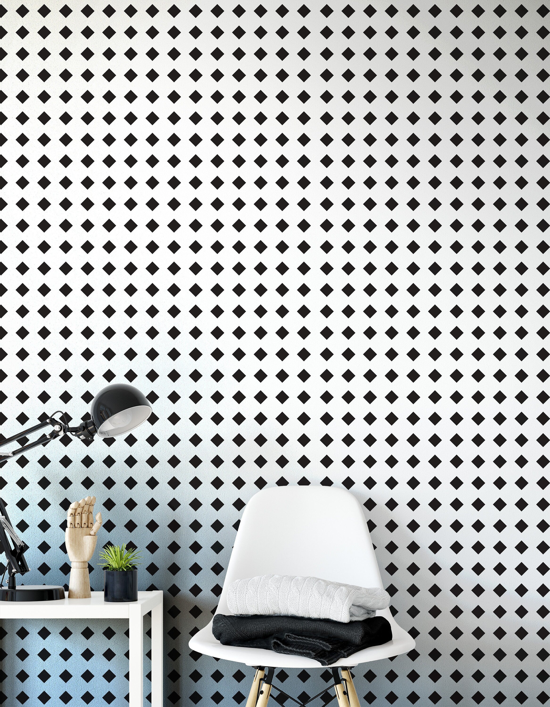 Black Wall Paper, B&W Wallpaper, Black Wallpaper, Minimal Wall Paper, Mural, Peel and Stick Wallpaper, Removable Wallpaper - SKU:WRBW02-1