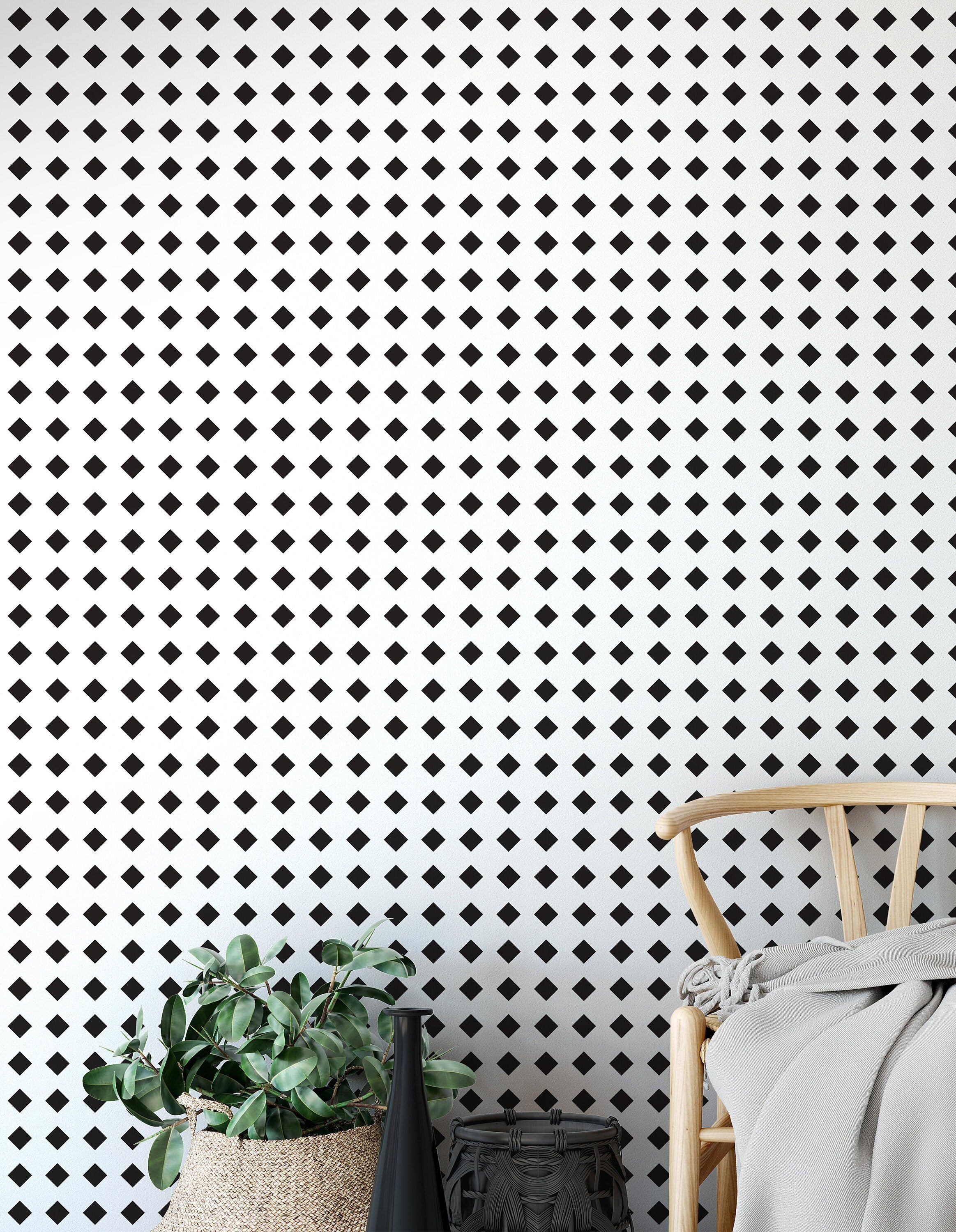 Black Wall Paper, B&W Wallpaper, Black Wallpaper, Minimal Wall Paper, Mural, Peel and Stick Wallpaper, Removable Wallpaper - SKU:WRBW02-4