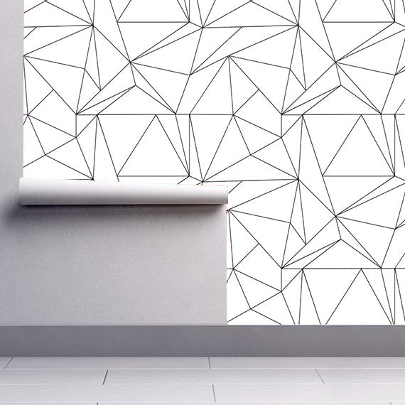 Geometric Polygon Wallpaper - Wallpaper Black and White - Geometric Patterns - Removable Wallpaper - Reusable - SKU:PGLP-2