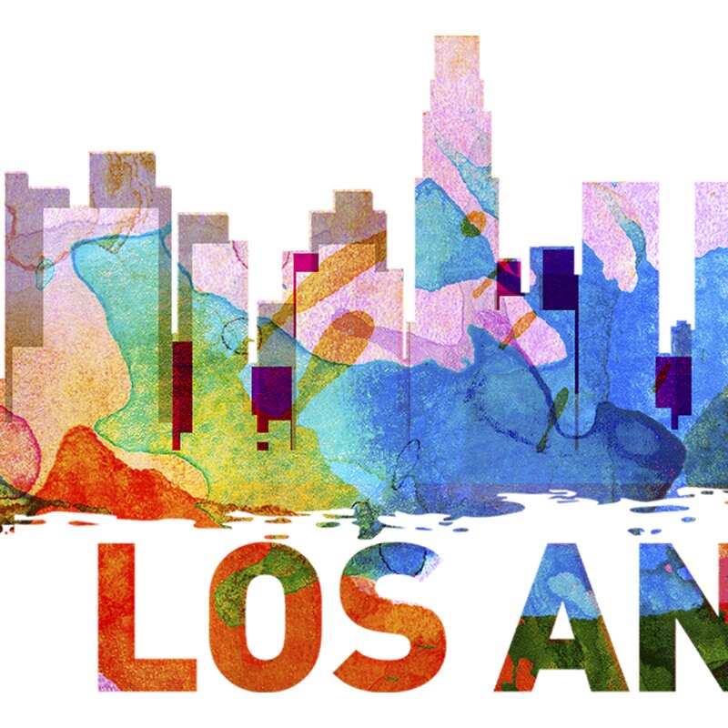 Los Angeles, Skyline, Los Angeles Cityscape, Decal, Office Art, City Wall Art, Wall Art - SKU:LAngelesSkySticker-3