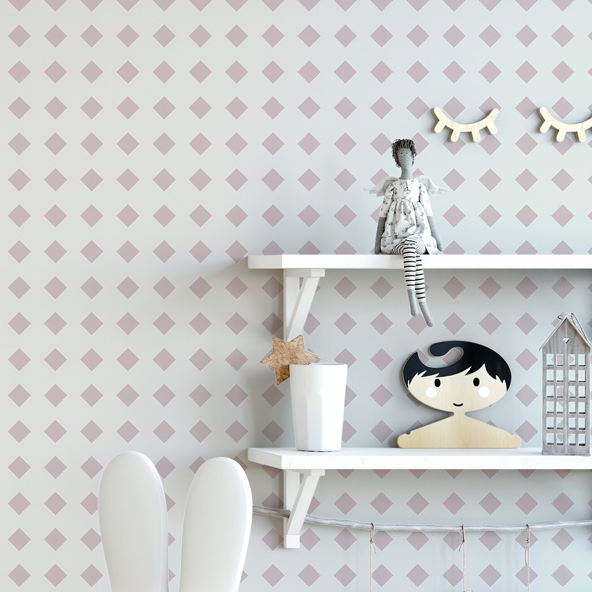 Removable Wallpaper, nursery wall decor, Nursery wallpaper, wallpaper, peel and stick wallpaper, baby girl nursery pink nursery - SKU:WRPN02-0