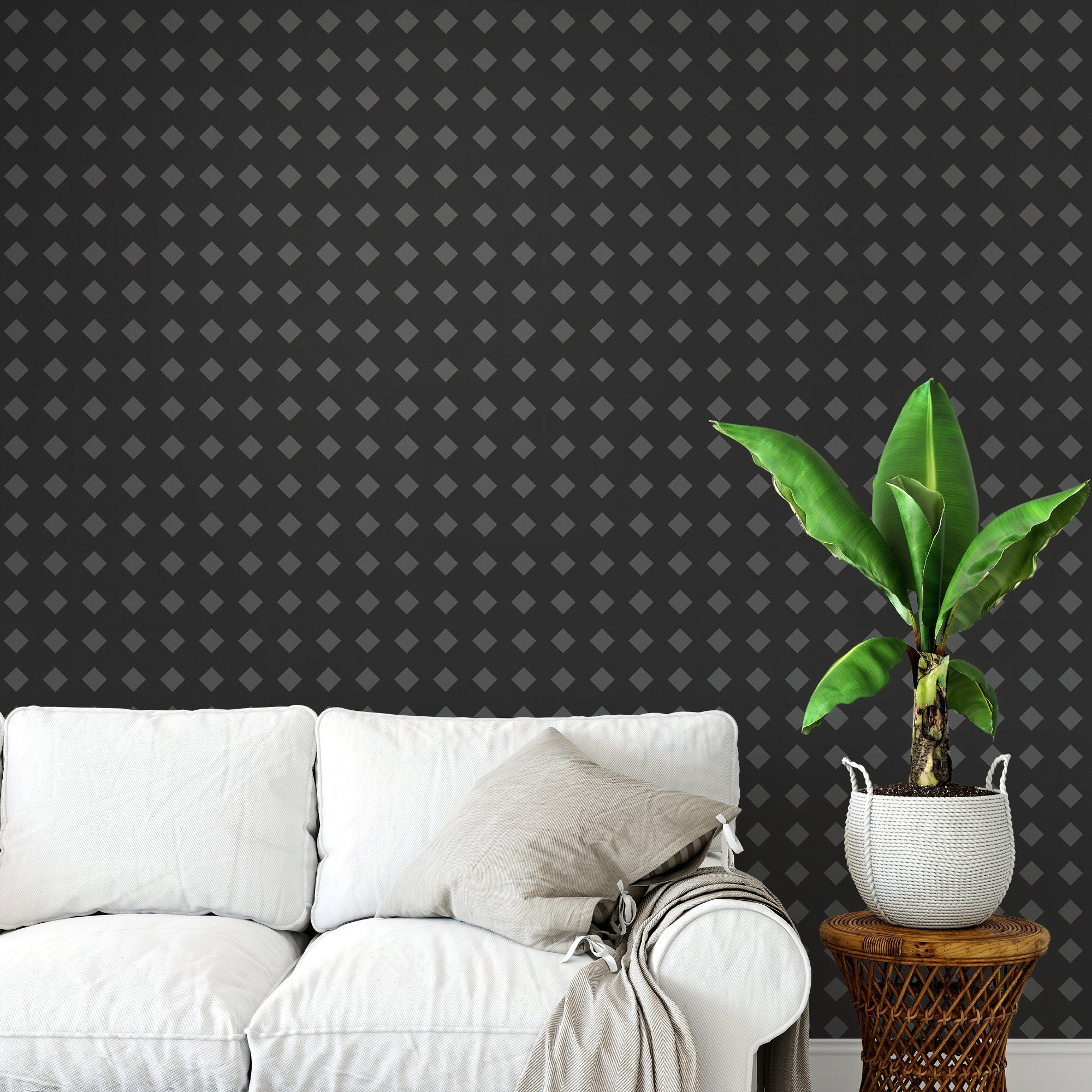 Black and Gray removable wallpaper / patterned wallpaper / temporary wallpaper / self adhesive wallpaper - SKU:WRBG02-2