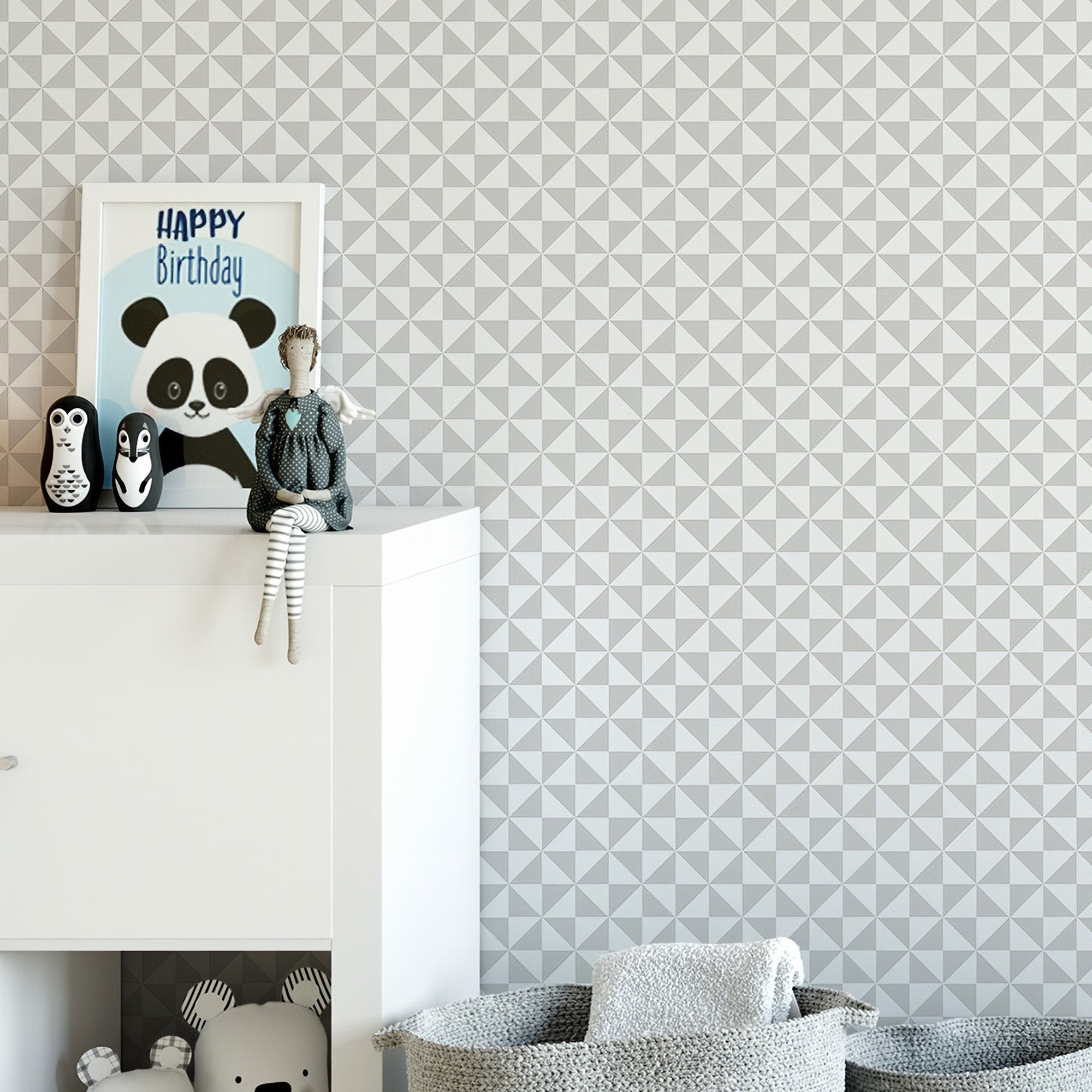 Modern Geometric Removable Wallpaper // Sophisticated Peel and Stick Wallpaper // Self-Adhesive Reusable Wall Mural - SKU:WRLG03-0