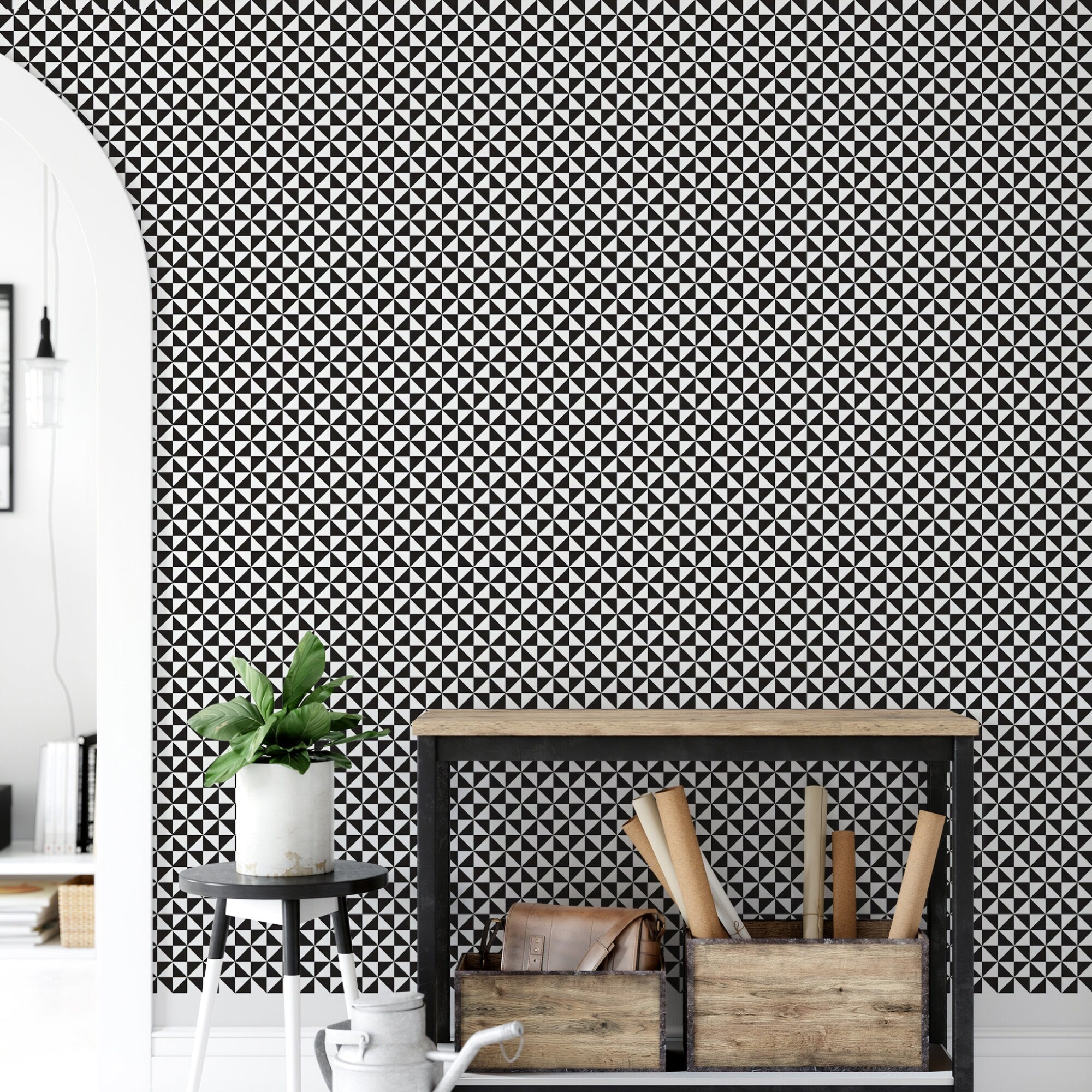 Small Patterns Wall Mural, Self Adhesive Wallpaper, Removable wallpaper, Black and White Wall Decor - SKU:WRBW03-4