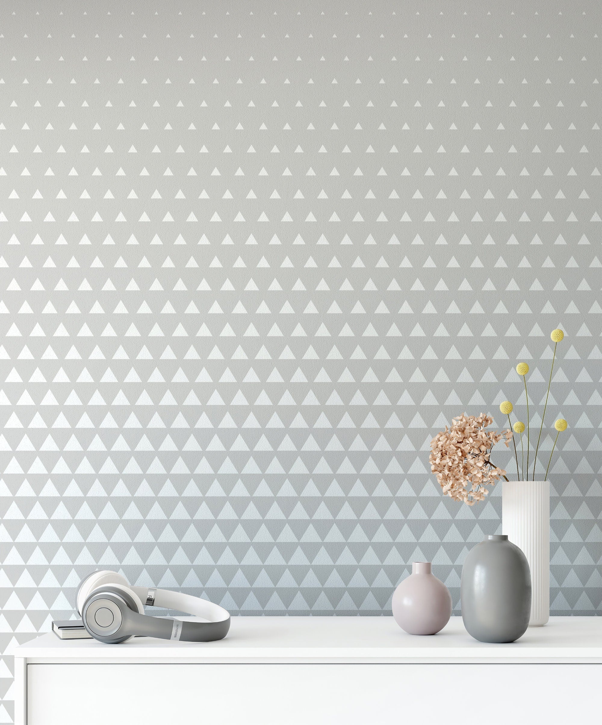 Grey and White Geometric Removable Wallpaper-Peel and Stick Wallpaper-Wall Mural- Self Adhesive Wallpaper - SKU:WRPN05-2