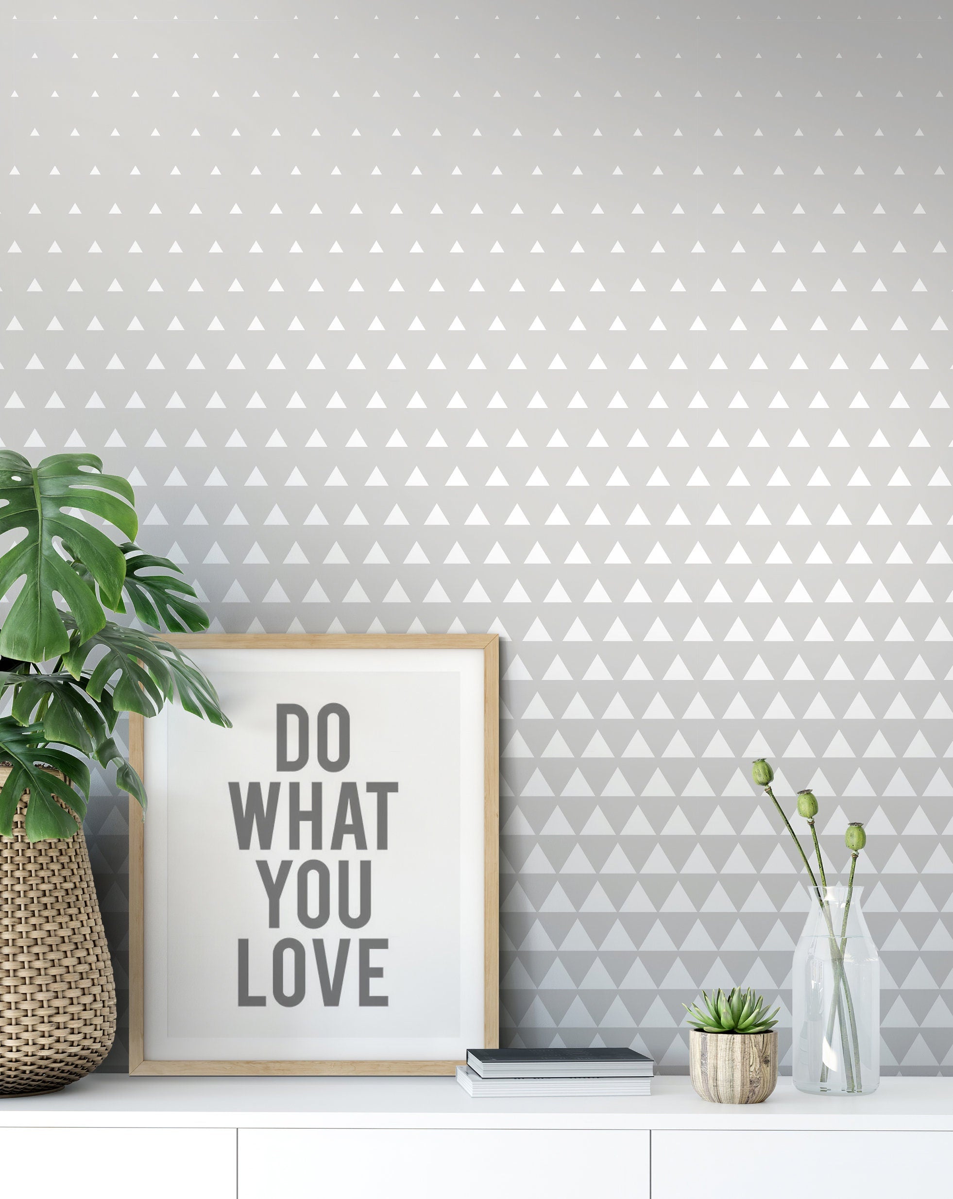 Grey and White Geometric Removable Wallpaper-Peel and Stick Wallpaper-Wall Mural- Self Adhesive Wallpaper - SKU:WRPN05-3