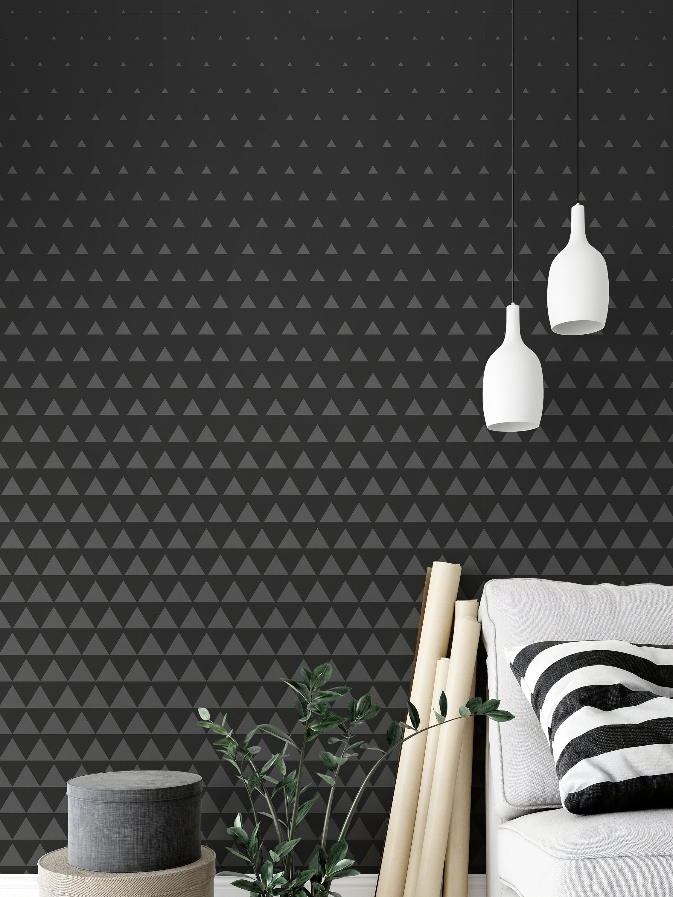 Geometric Triangles Wallpaper, Wallpaper, triangles wallpaper, scandinavian design, removable wallpaper, peel and stick - SKU:WRBL05-3