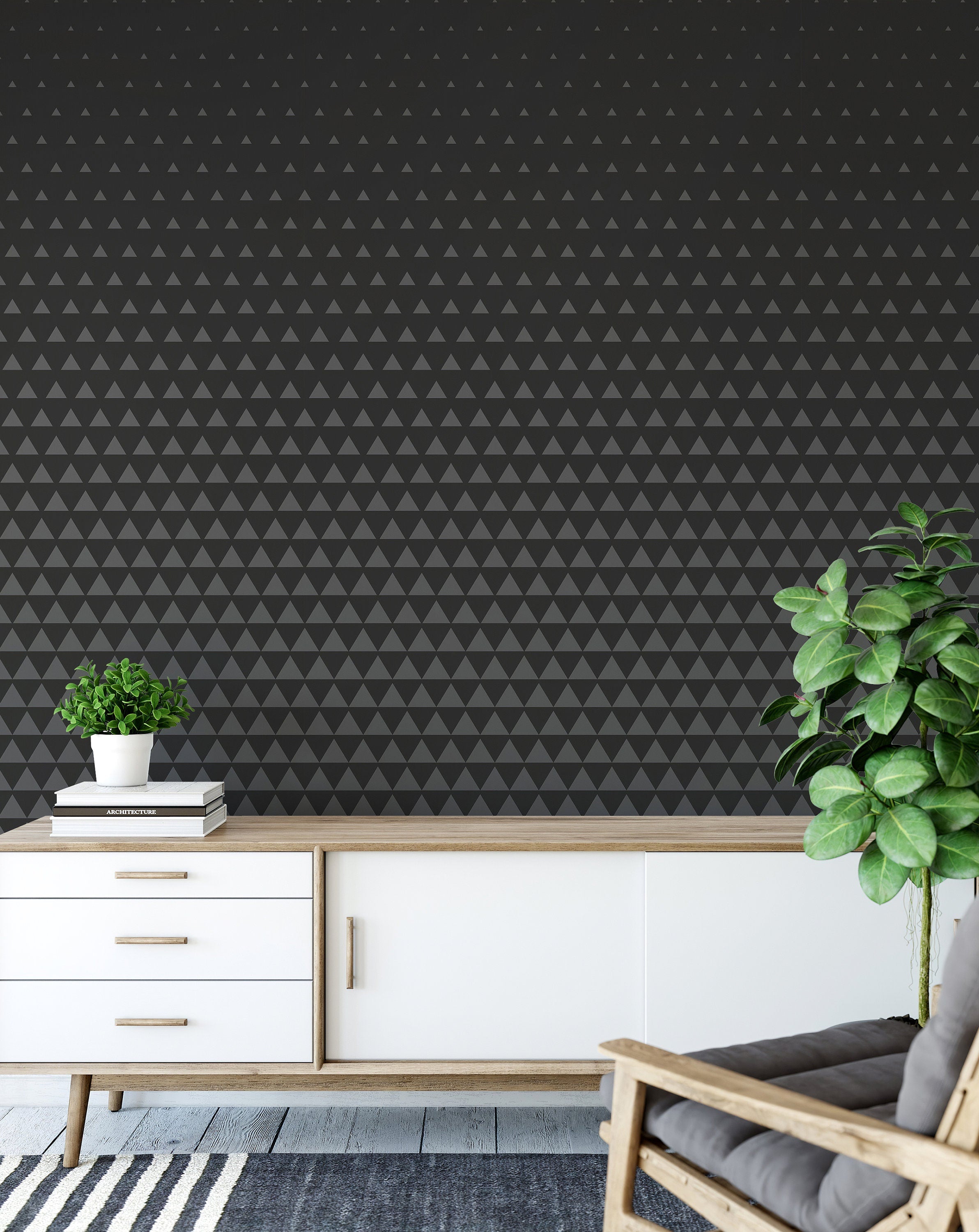 Geometric Triangles Wallpaper, Wallpaper, triangles wallpaper, scandinavian design, removable wallpaper, peel and stick - SKU:WRBL05-4