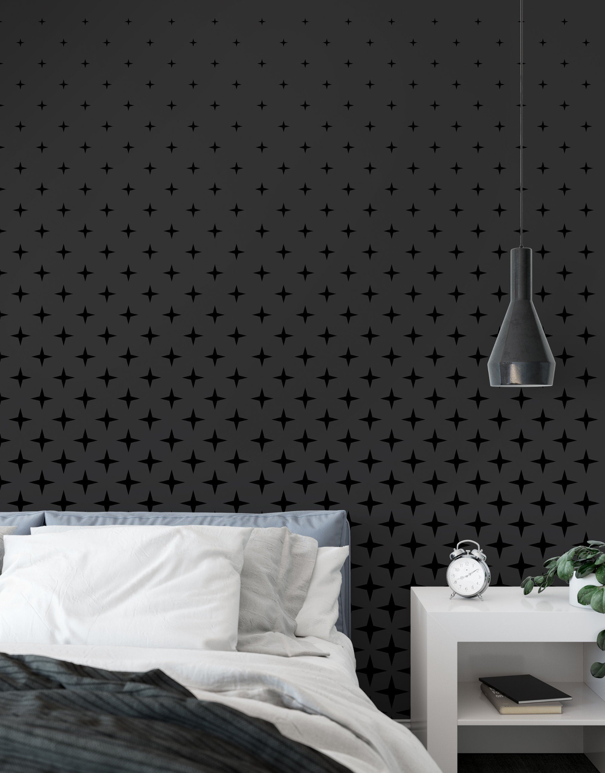 Geometric pattern removable wallpaper, Black and Grey wall mural, Pattern wallpaper, Peel stick wall covering, Repositionable- SKU:WRBL06-4