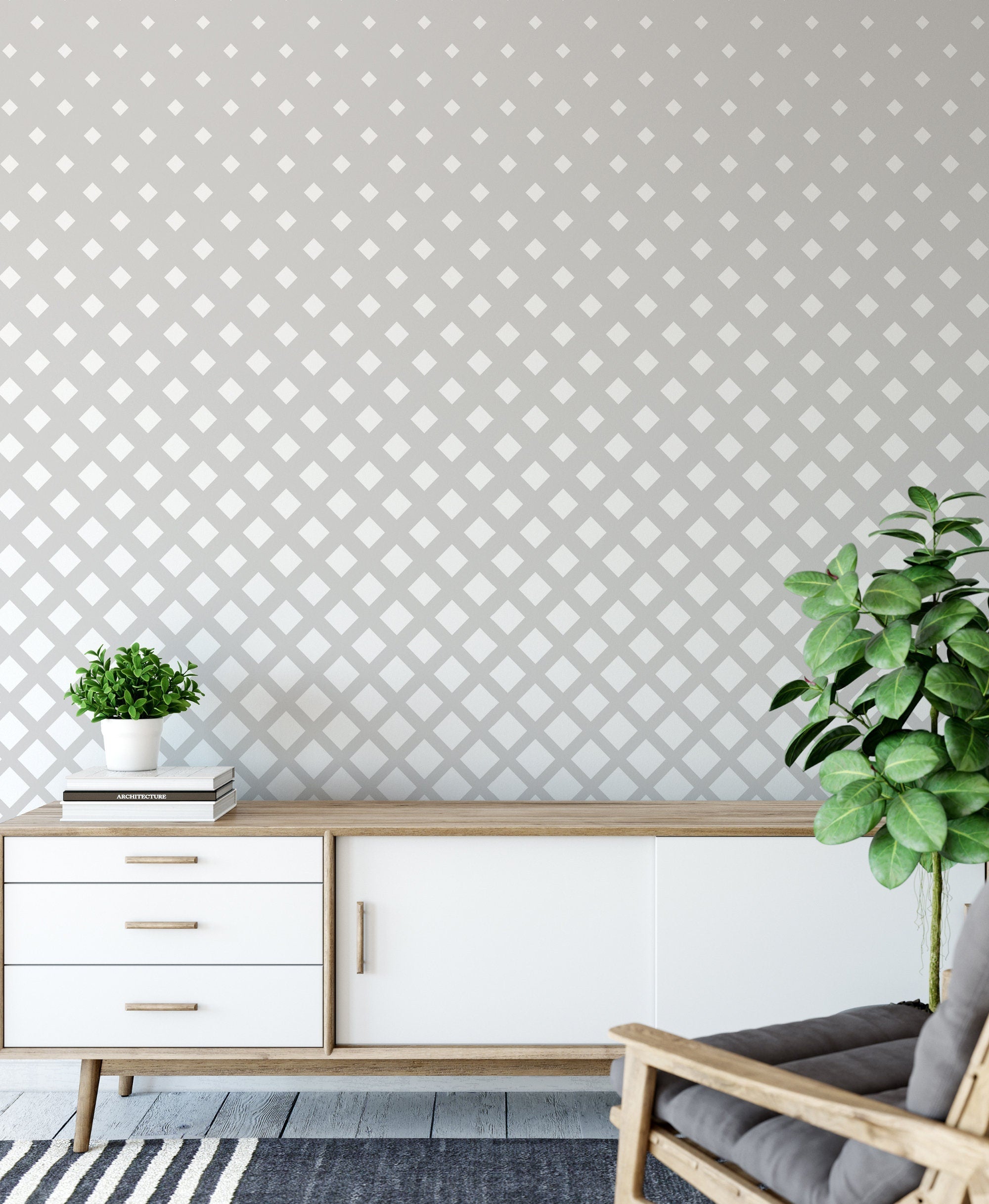 Light Grey Squares pattern design removable wallpaper / papier peint autocollant / Modern self-adhesive wallpaper - SKU:WRLG07-1