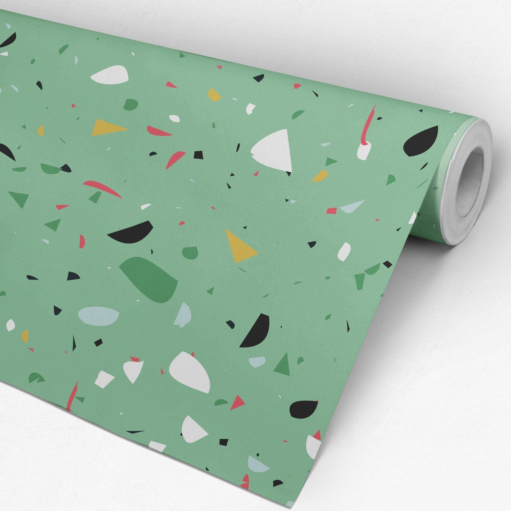 Terrazzo Green - Terrazzo Pattern Wallpaper, Wall Art, Wall Decor, Wall Decoration, Removable Wallpaper, Peel and Stick Wallpaper - SKU:GTRR-2