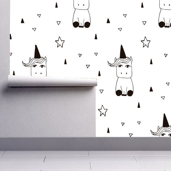 Unicorn, Nursery, Wallpaper, Baby, Love, Kids, Decal, Sweet, Adventure, Room, Wall, Mural, Self-adhesive, Peel and Stick - SKU:Unipat-3