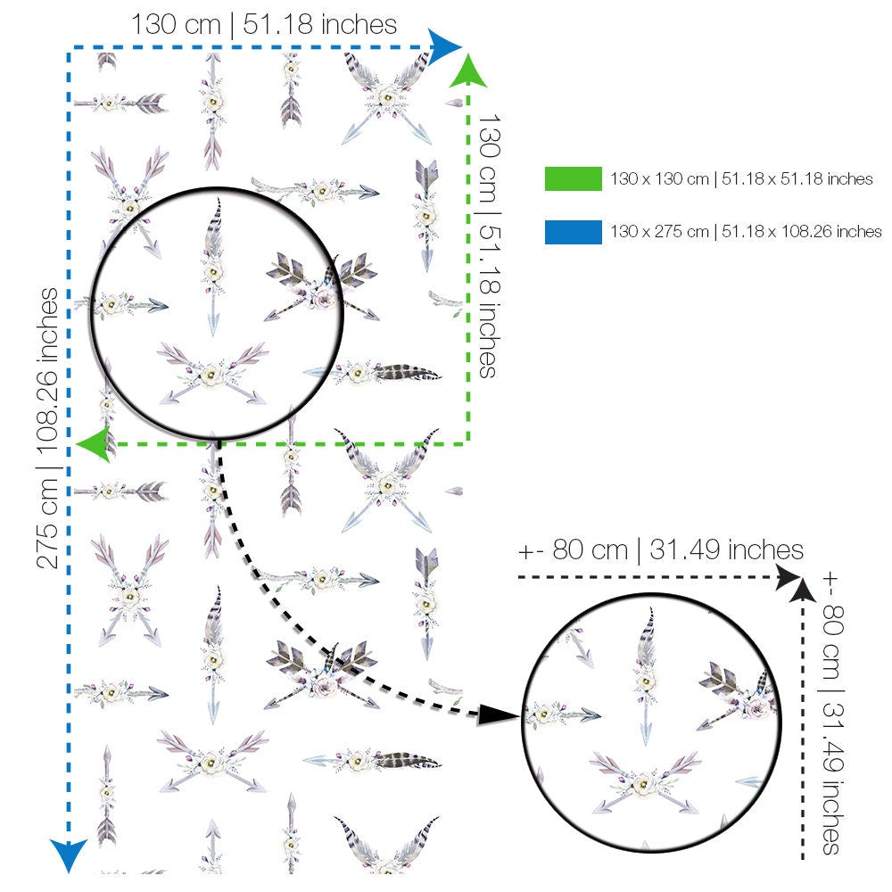 Adventure Wallpaper - Watercolor Arrows - Tribal Arrows - Nursery Mural - Wall Mural - Kids Room - Adhesive Fabric - Peel & Stick - SKU:WBT-4