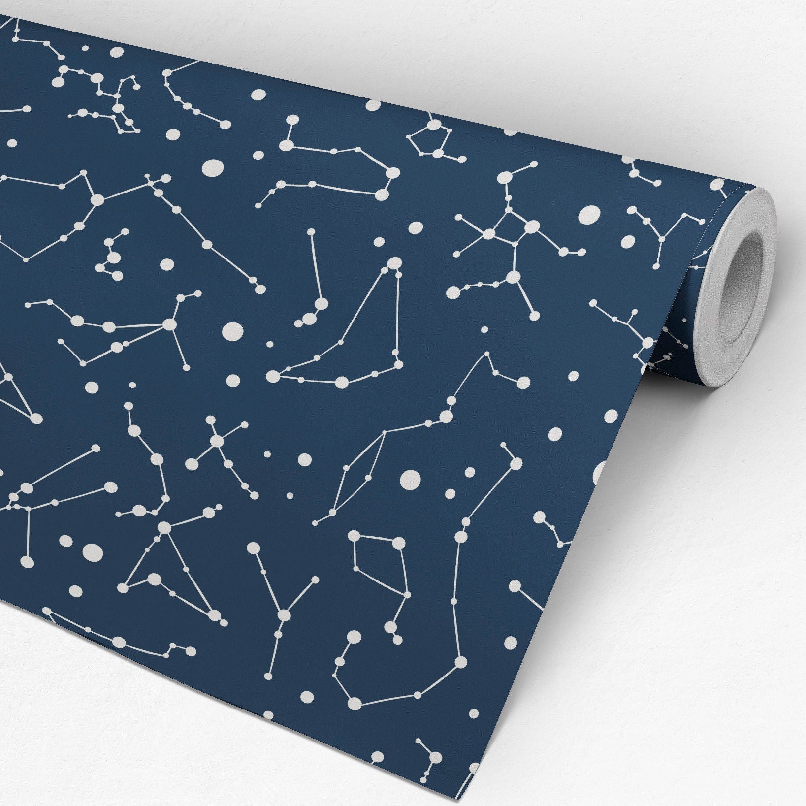 Zodiac Constellation, Night Sky, Wallpaper, Planets, Removable, Peel and stick, Self adhesive, Temporary, Wall Mural, Fabric - SKU:ZCDB-2