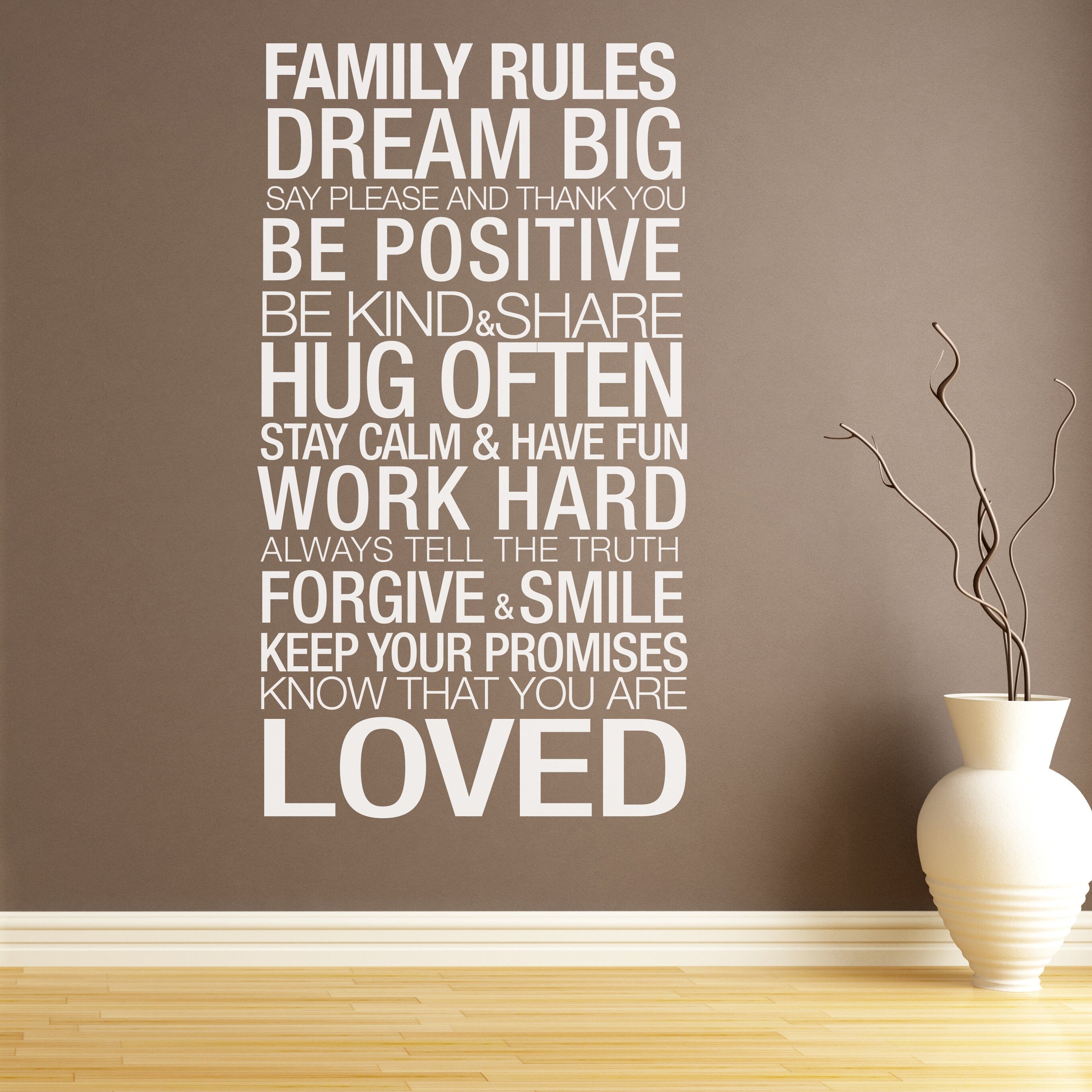 Family Rules Decal - Typography Stickers - Inspirational Stickers - Motivational Decals - Home Decor - SKU:FMRS-2