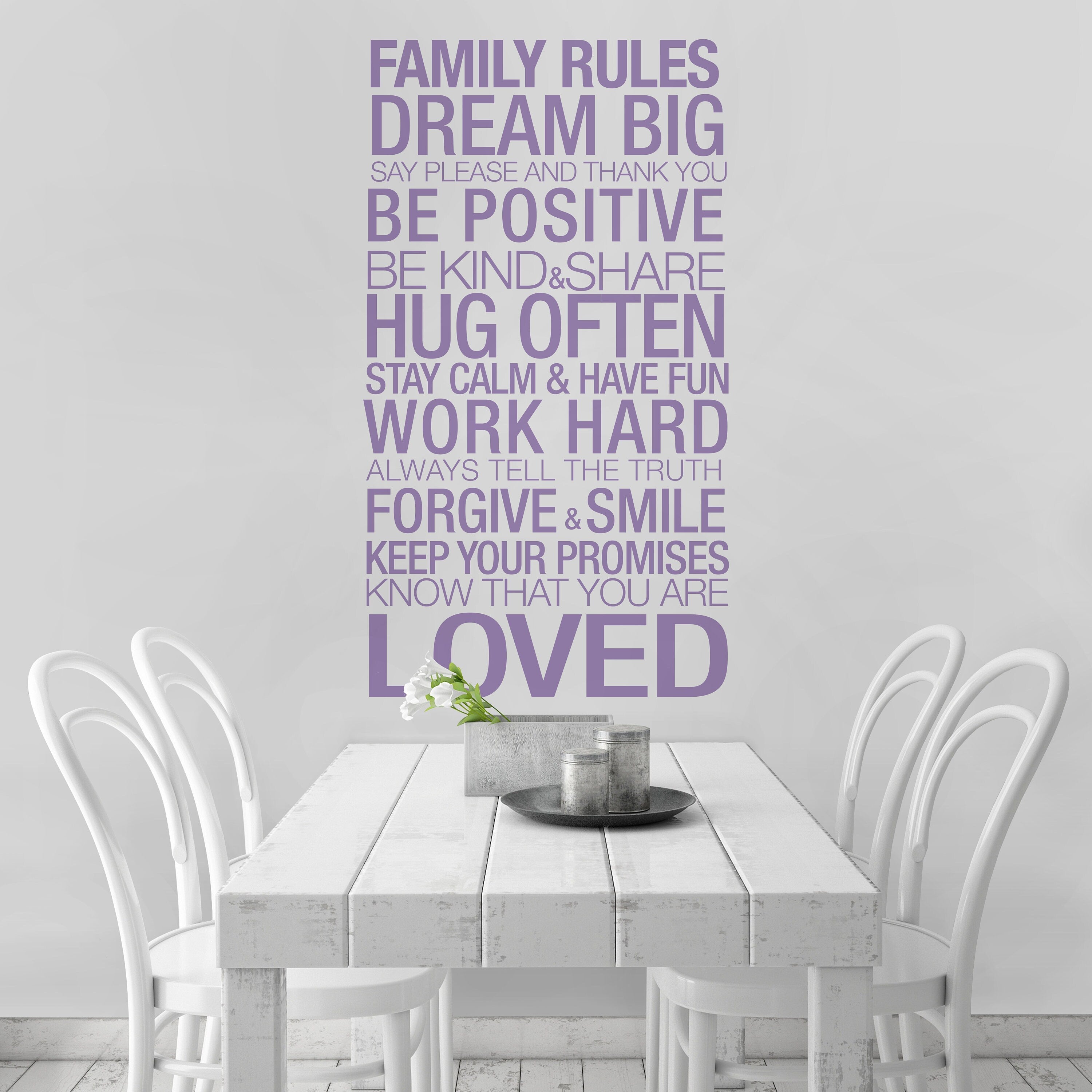 Family Rules Decal - Typography Stickers - Inspirational Stickers - Motivational Decals - Home Decor - SKU:FMRS-1